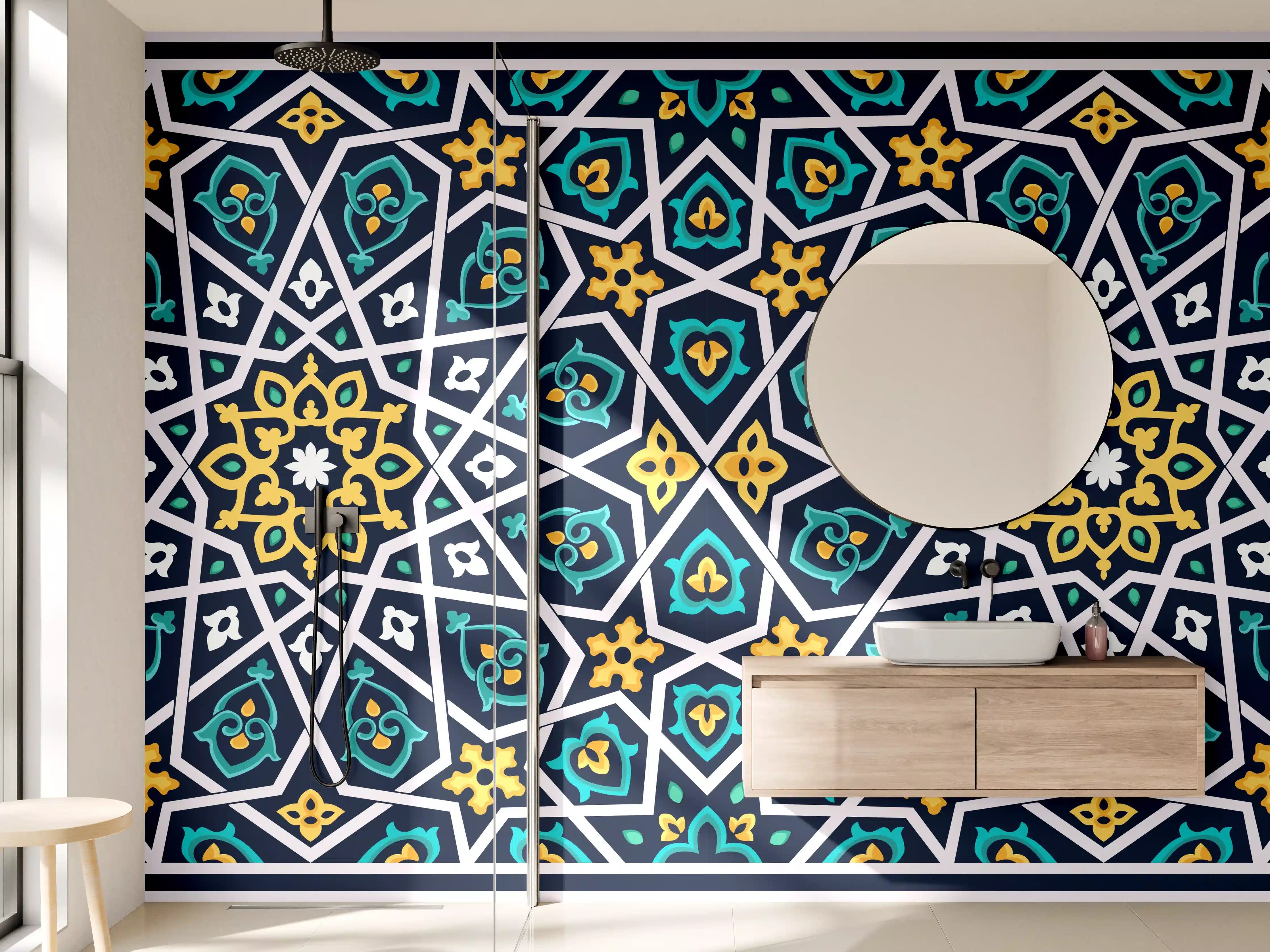 Wandverkleidung Bad - Orientalische Sternstruktur