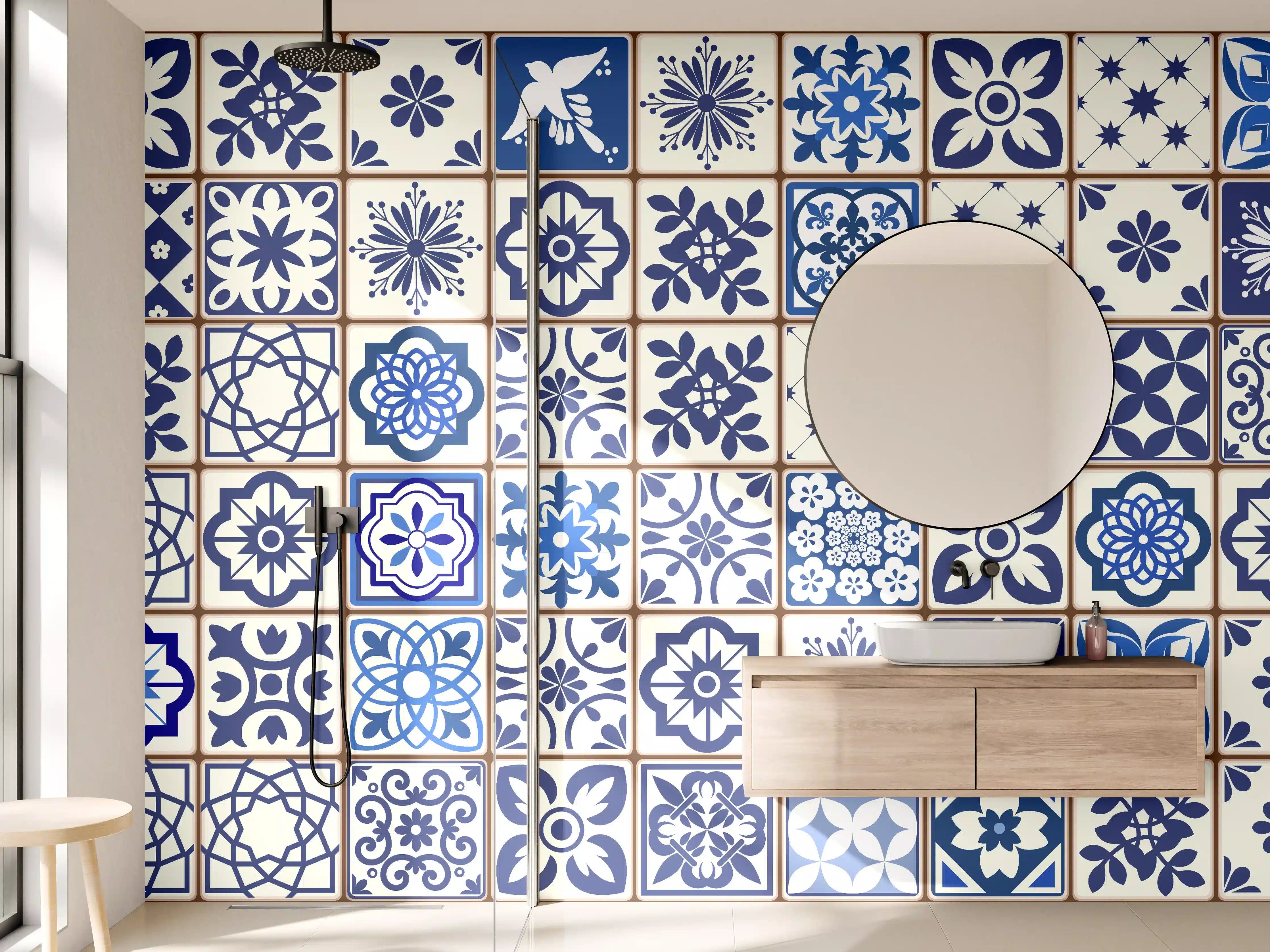 Wandverkleidung Bad - Orientalische blaue Fliesen