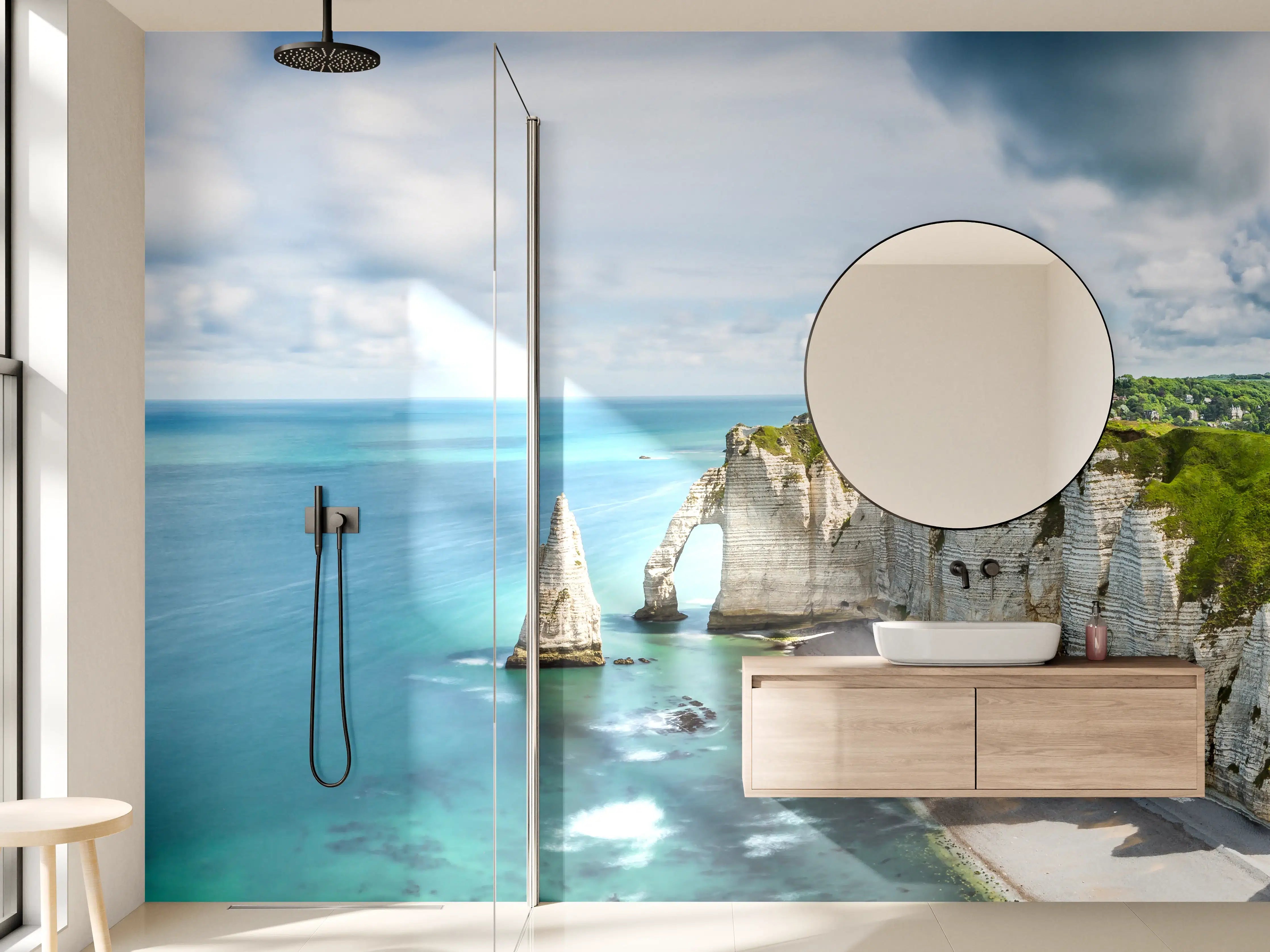 Wandverkleidung Bad - Panorama in Etretat - Normandie