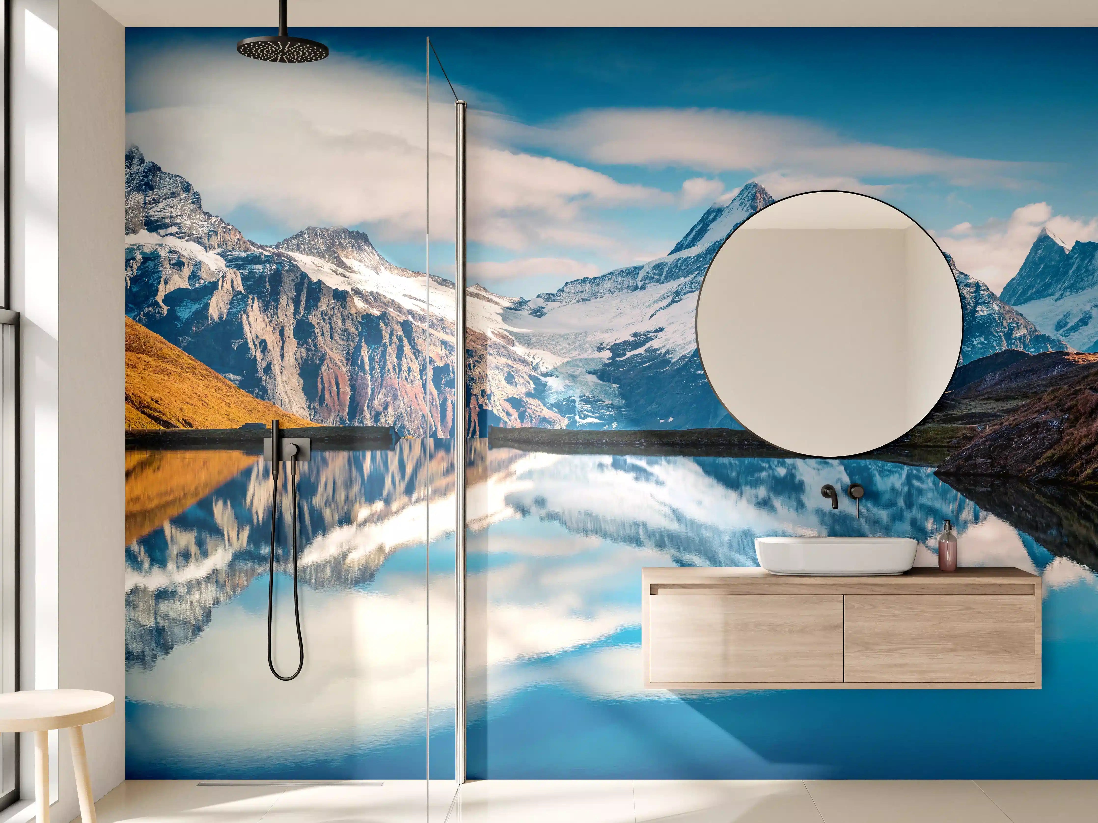 Wandverkleidung Bad - Panoramablick auf Bachalpsee