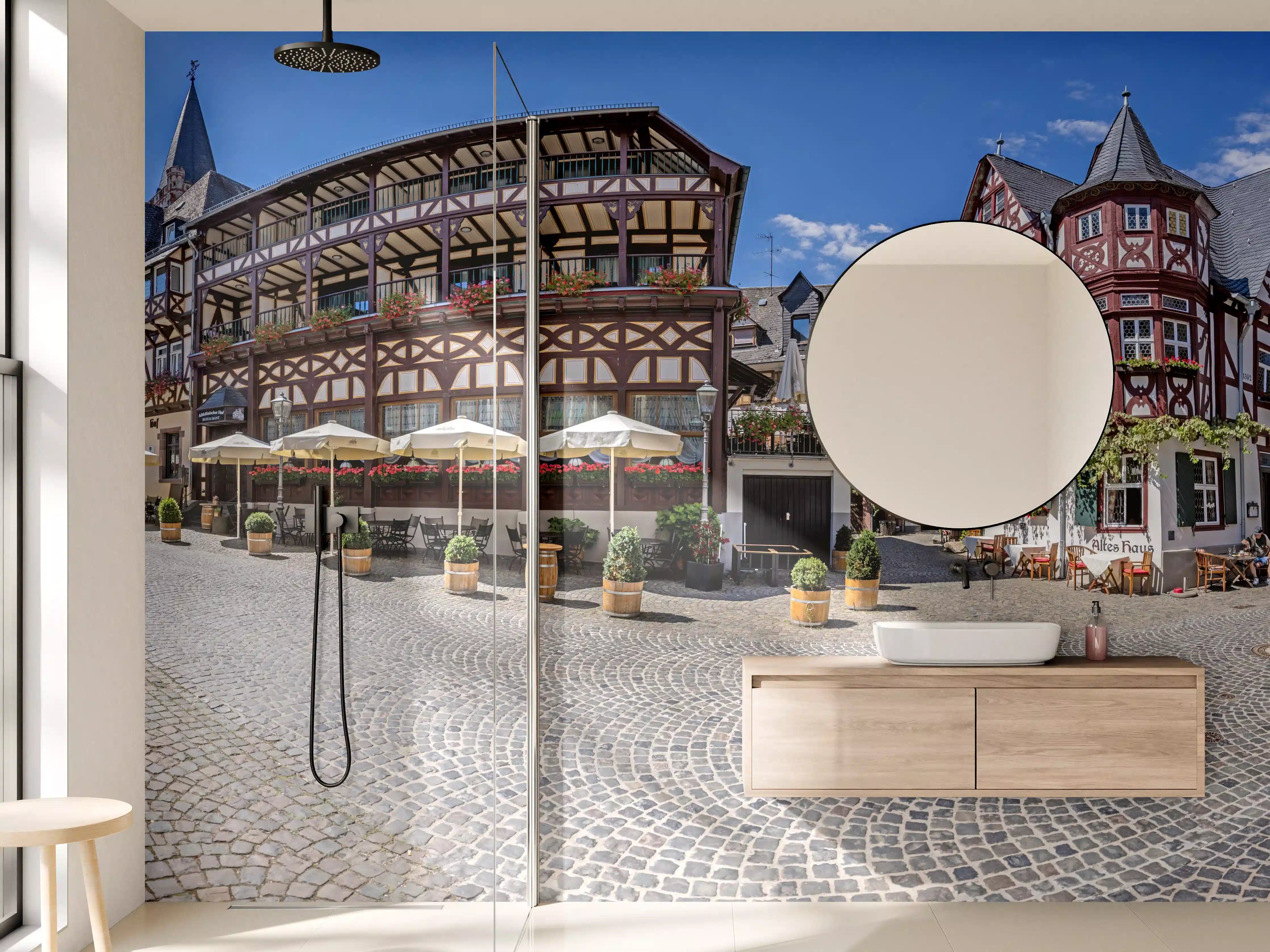 Wandverkleidung Bad - Panoramablick über Bacharach