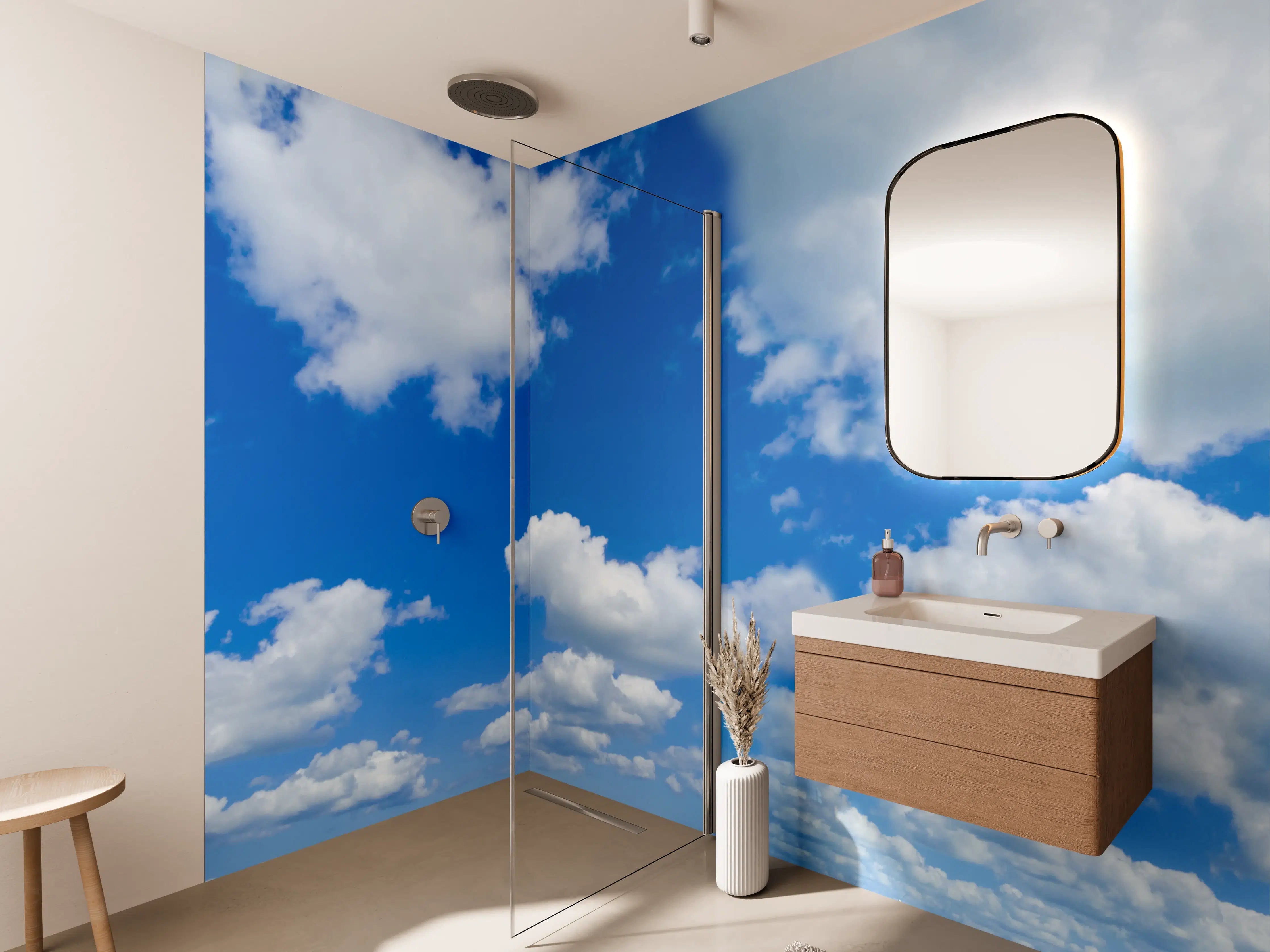 Wandverkleidung Bad - Panoramischer Himmel mit Wolken