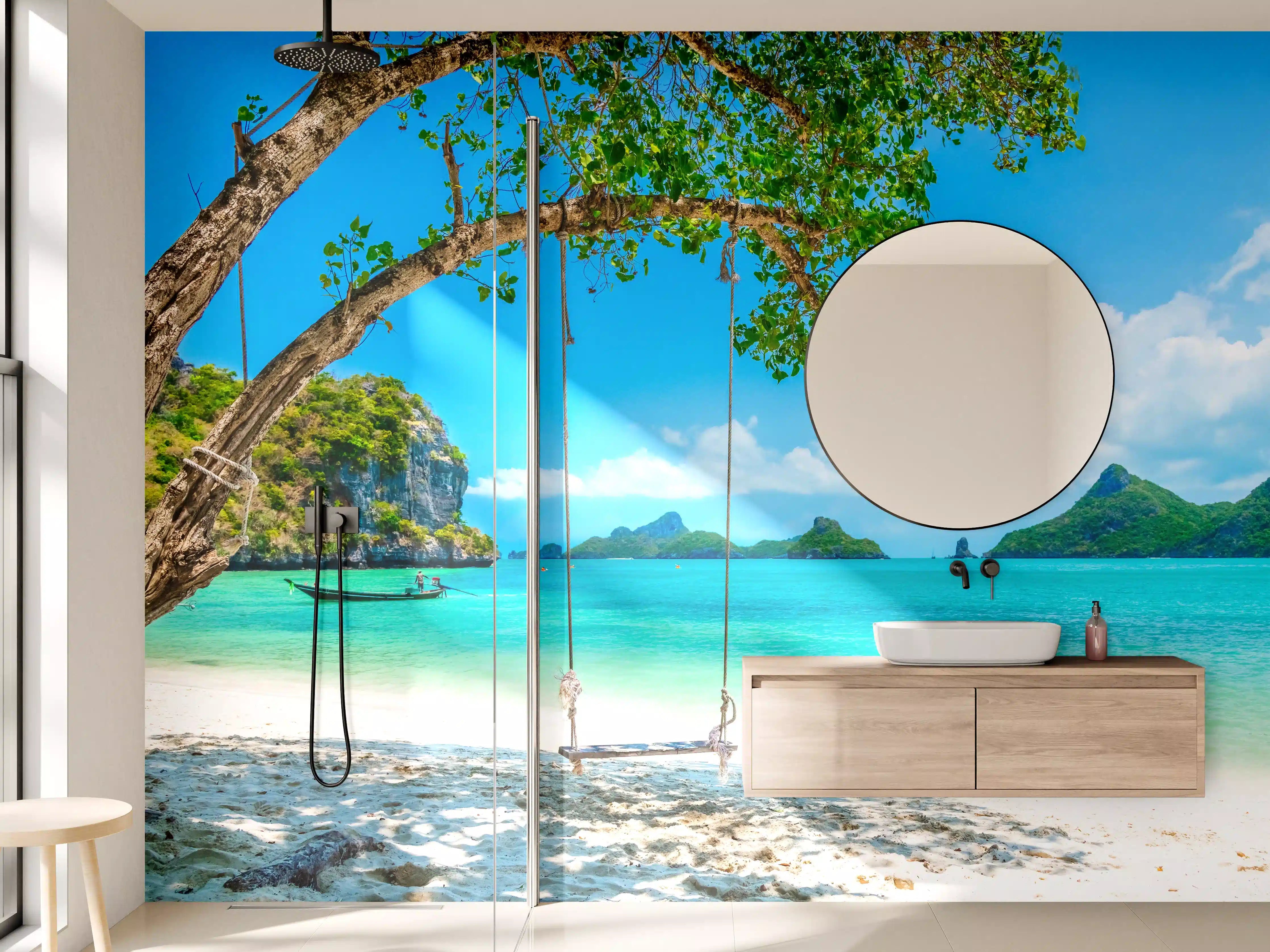 Wandverkleidung Bad - Paradiesischer Strand in Thailand