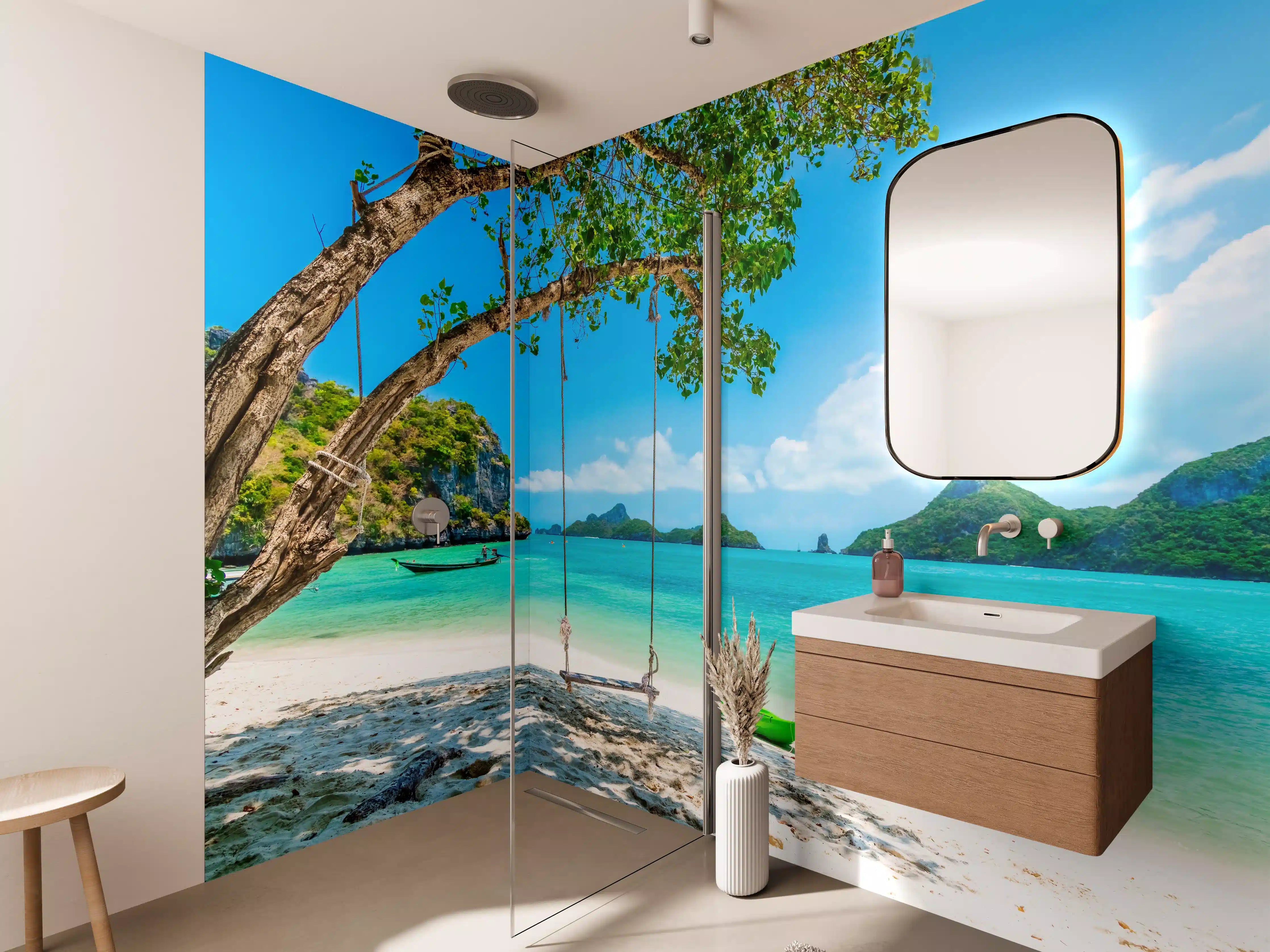 Wandverkleidung Bad - Paradiesischer Strand in Thailand