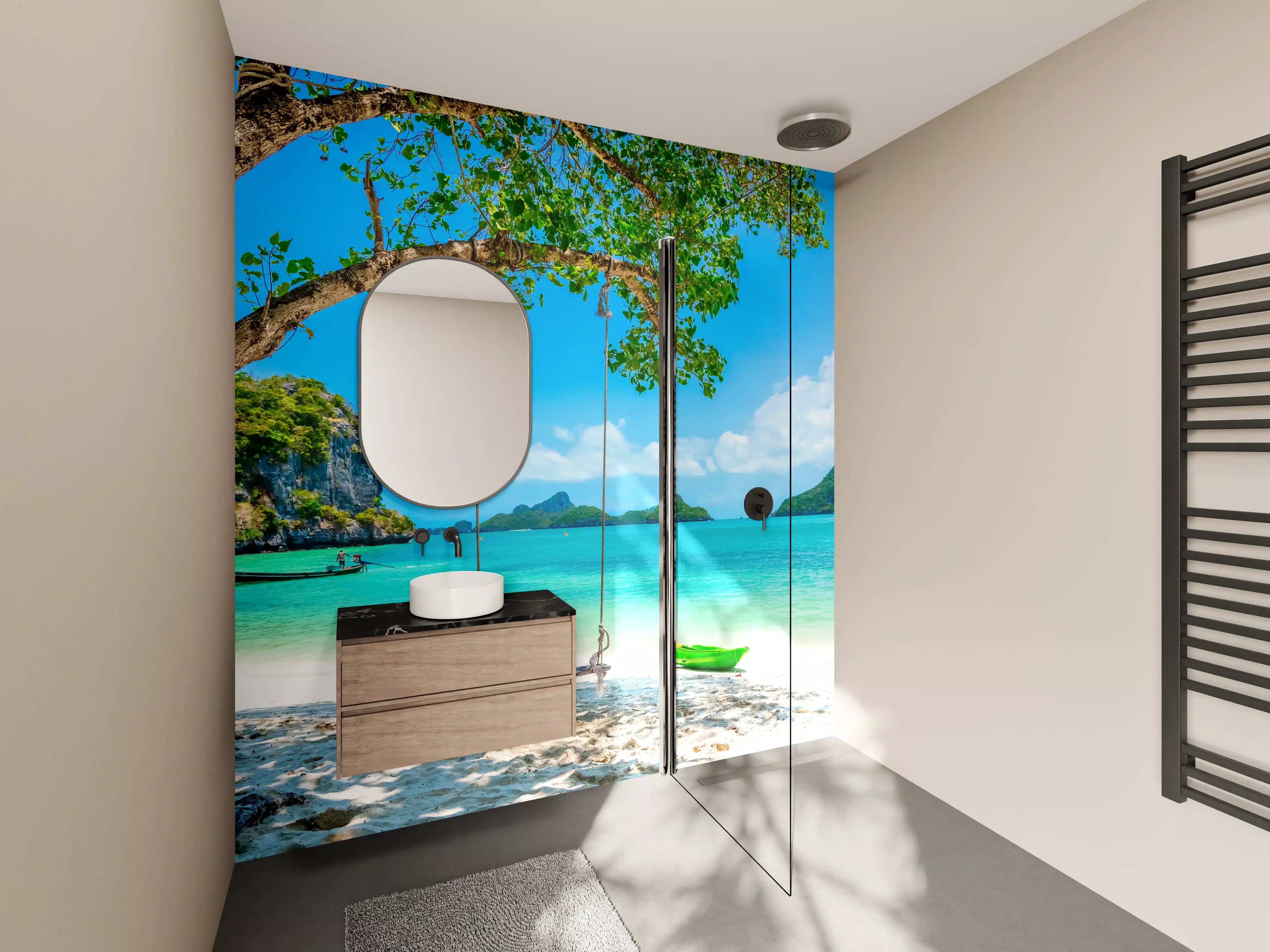 Wandverkleidung Bad - Paradiesischer Strand in Thailand