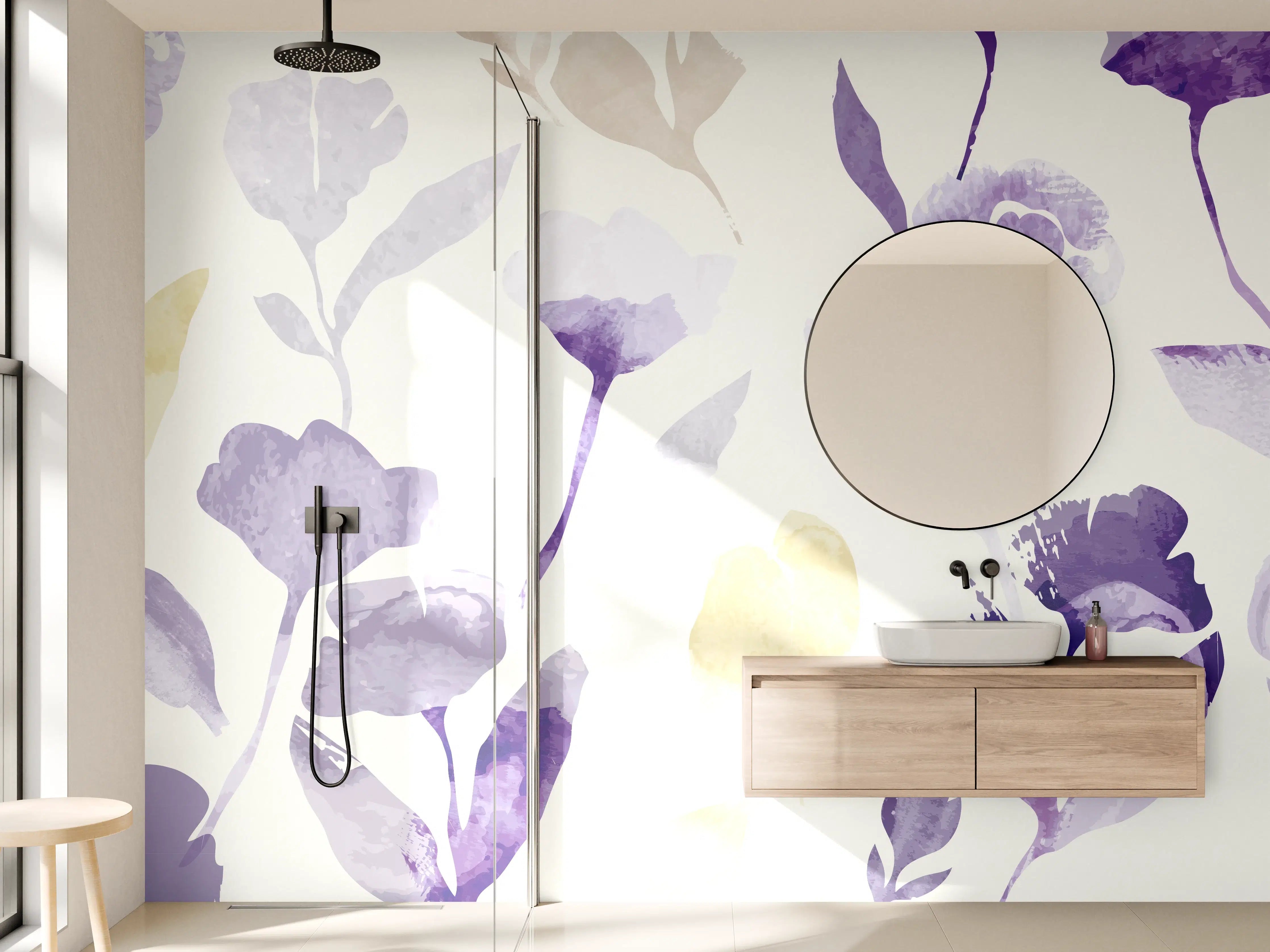 Wandverkleidung Bad - Pastell Blumen Aquarell Design