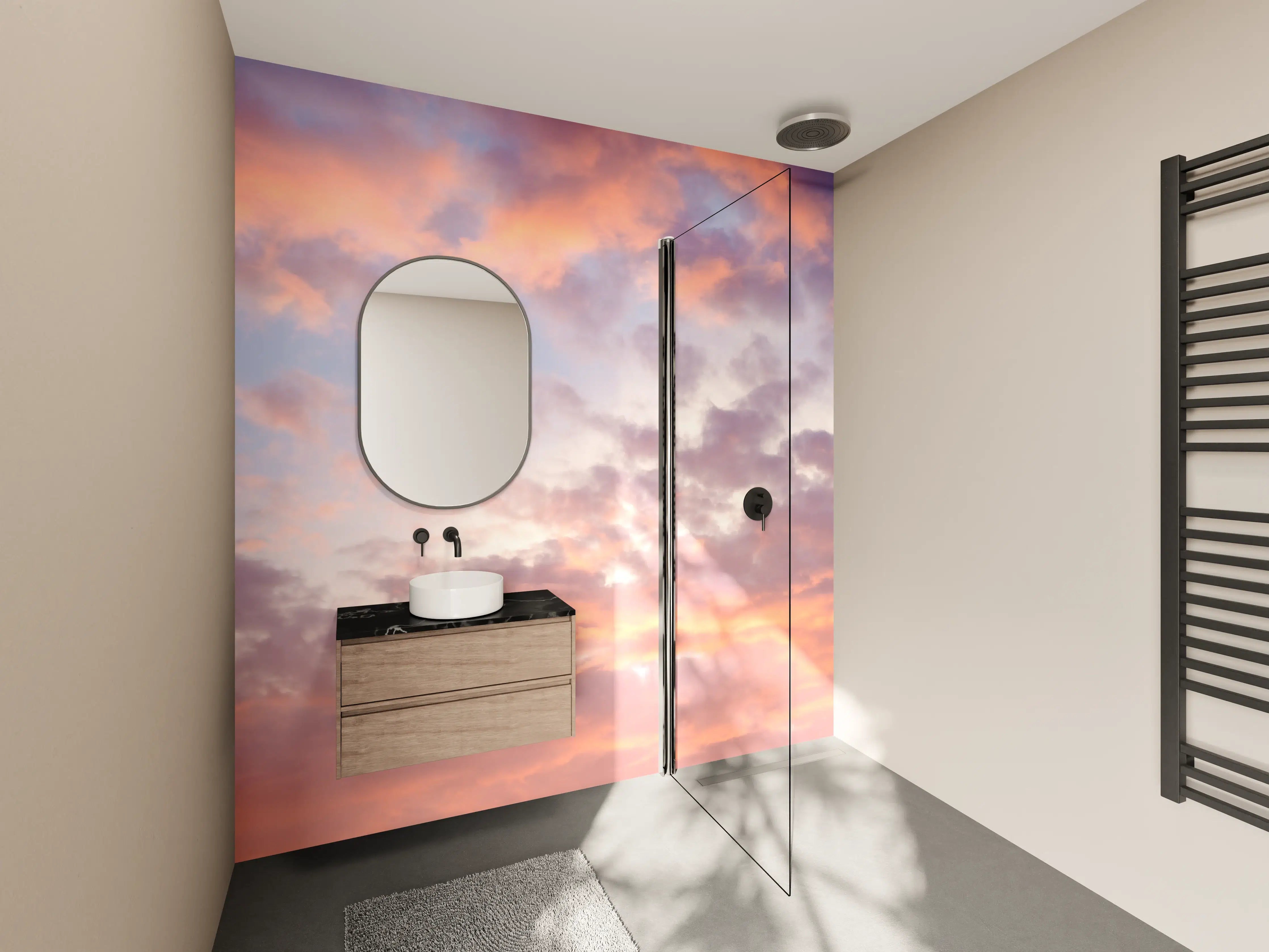 Wandverkleidung Bad - Pastell-Sonnenuntergangs-Himmel