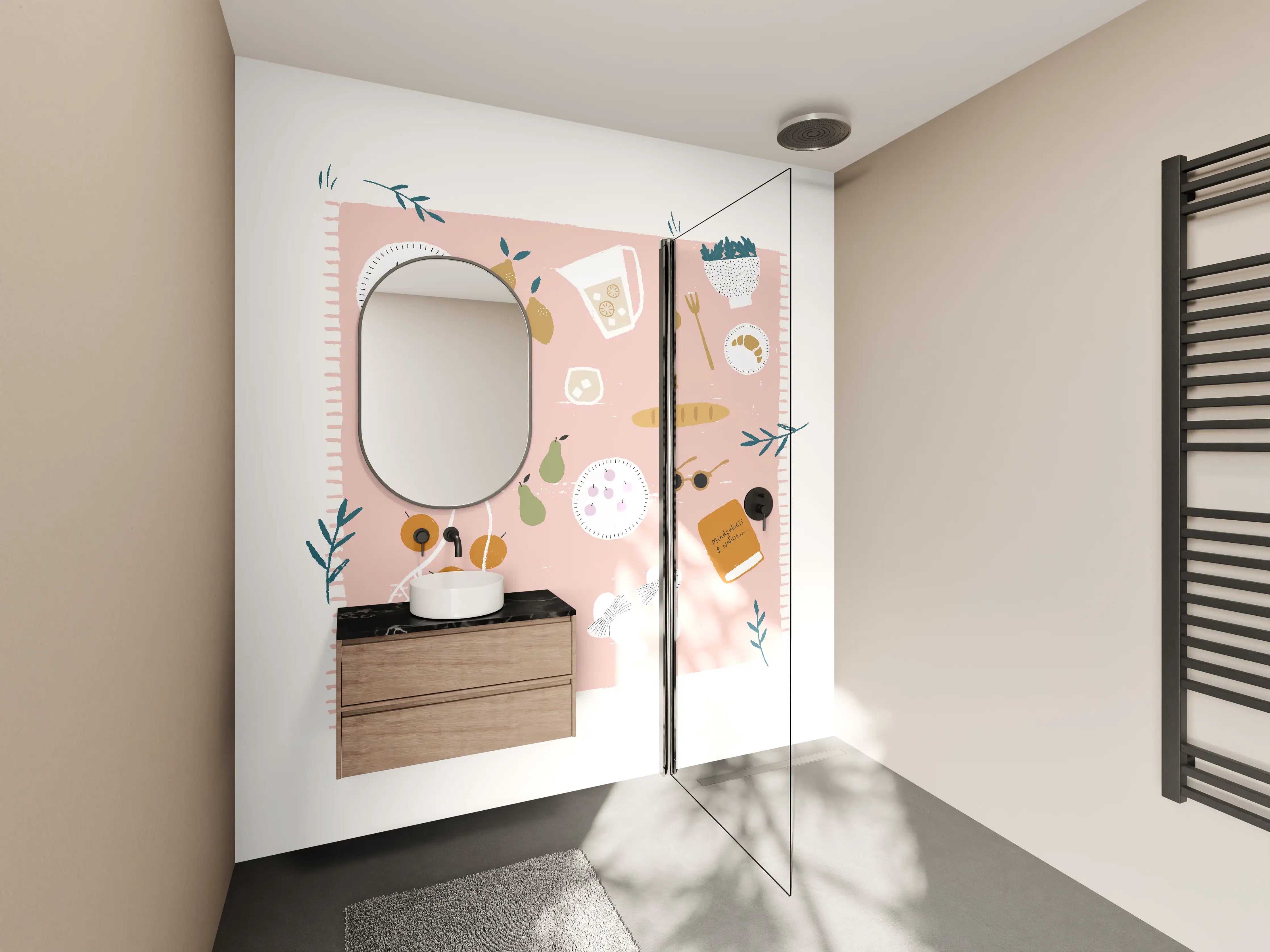 Wandverkleidung Bad - Pastellfarbenes Picknick-Design