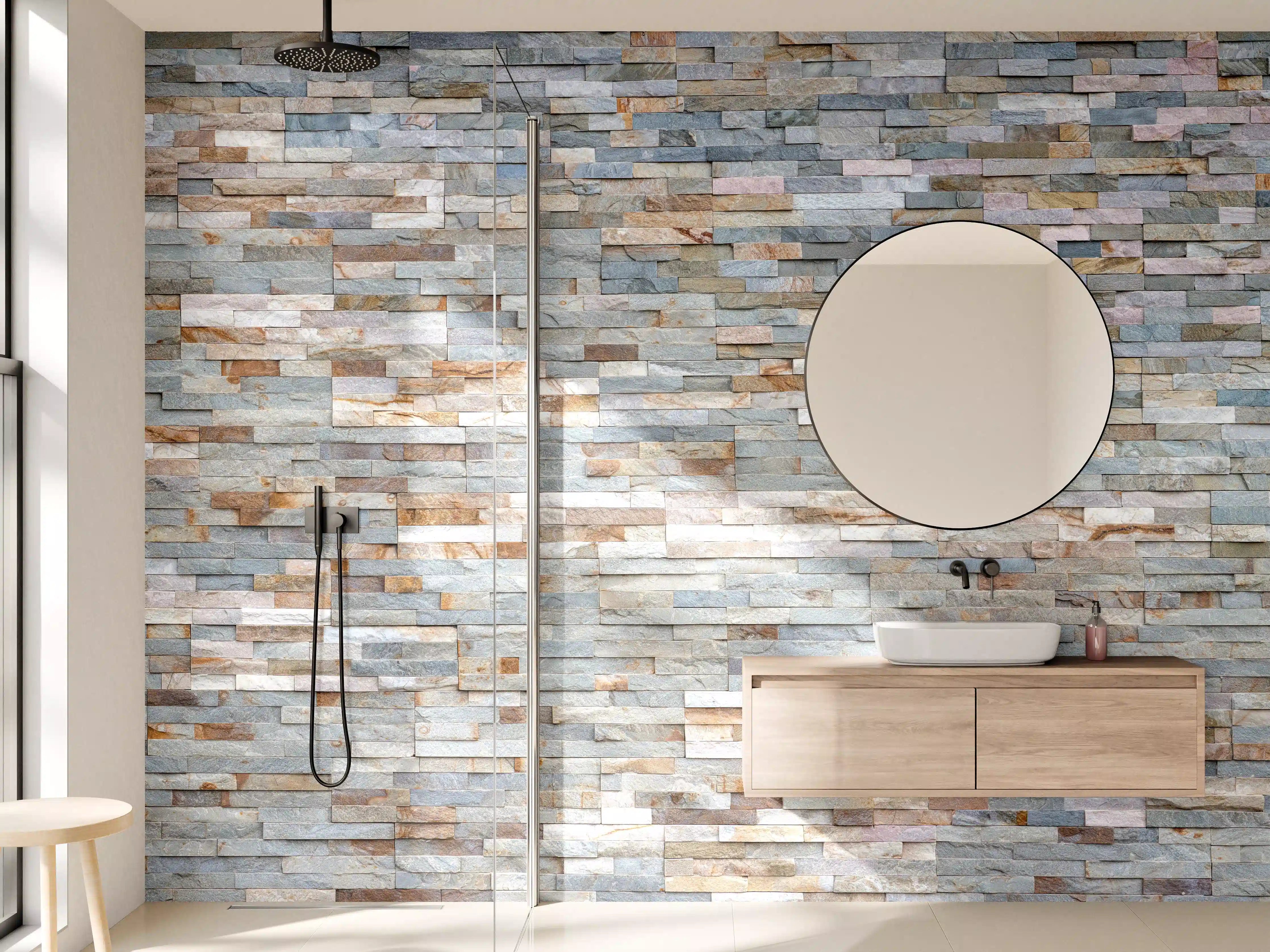 Wandverkleidung Bad - Pastellfarbige Schieferstein Textur