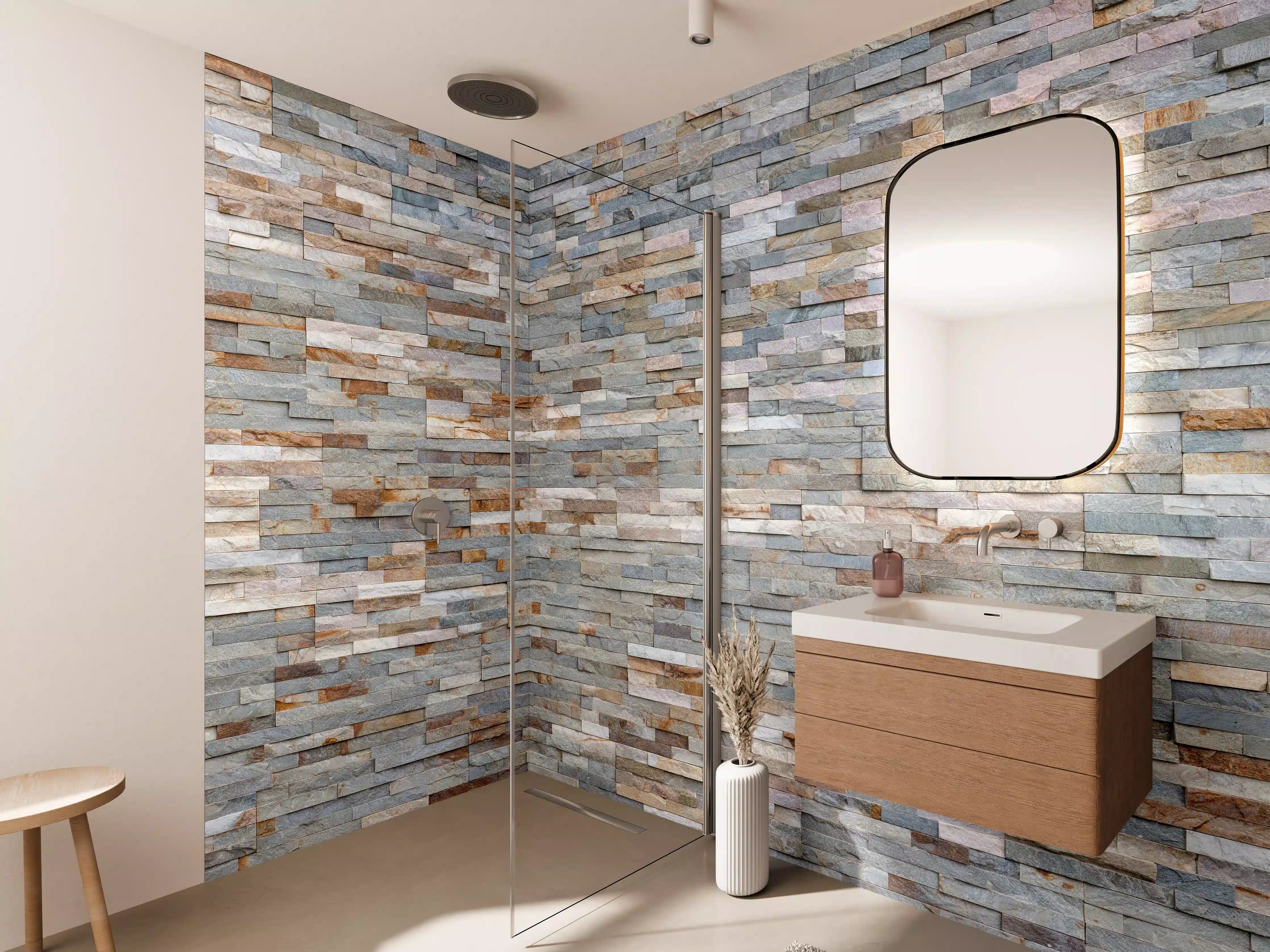 Wandverkleidung Bad - Pastellfarbige Schieferstein Textur