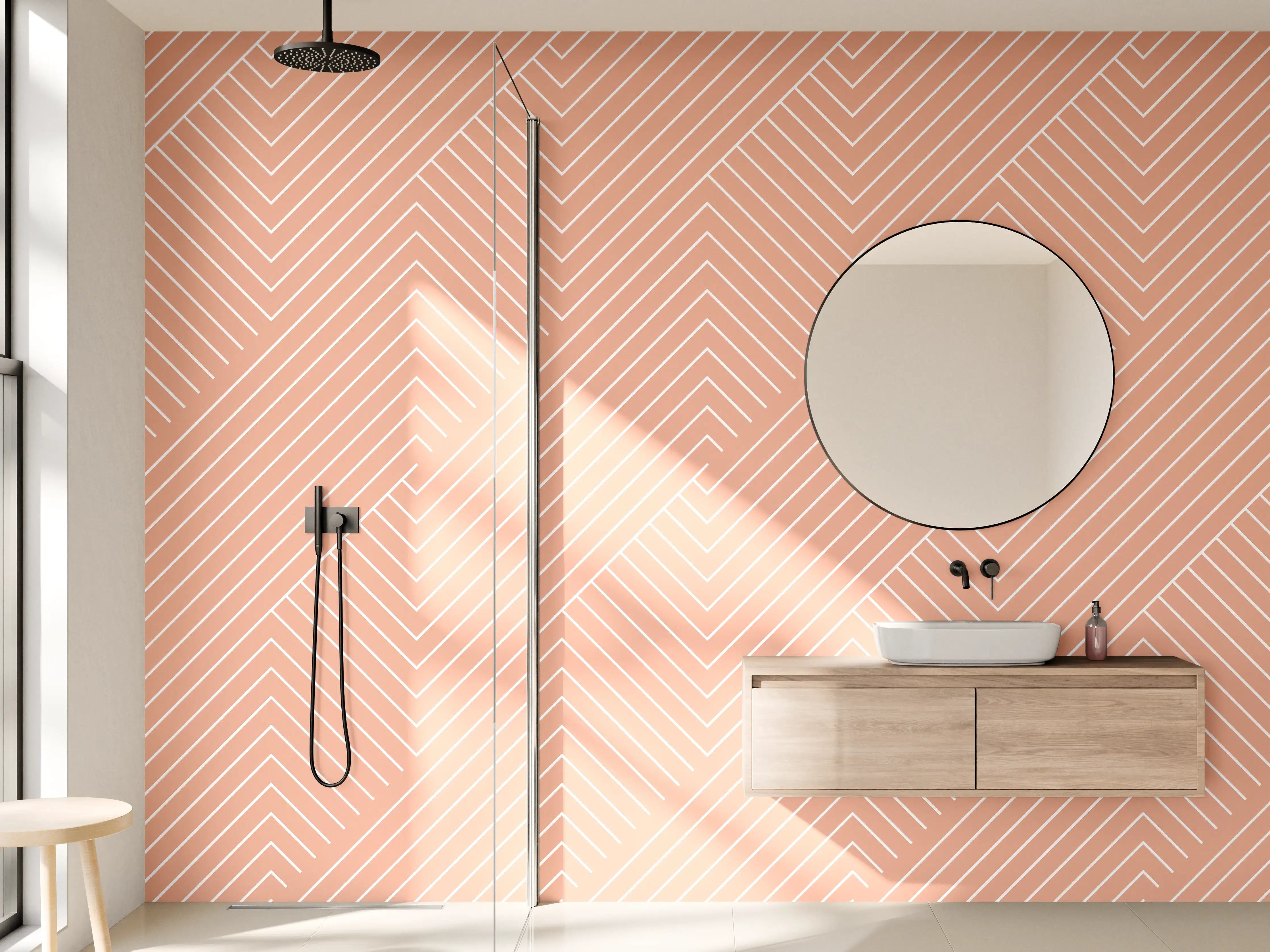 Wandverkleidung Bad - Peachy Geometrische Linienmuster