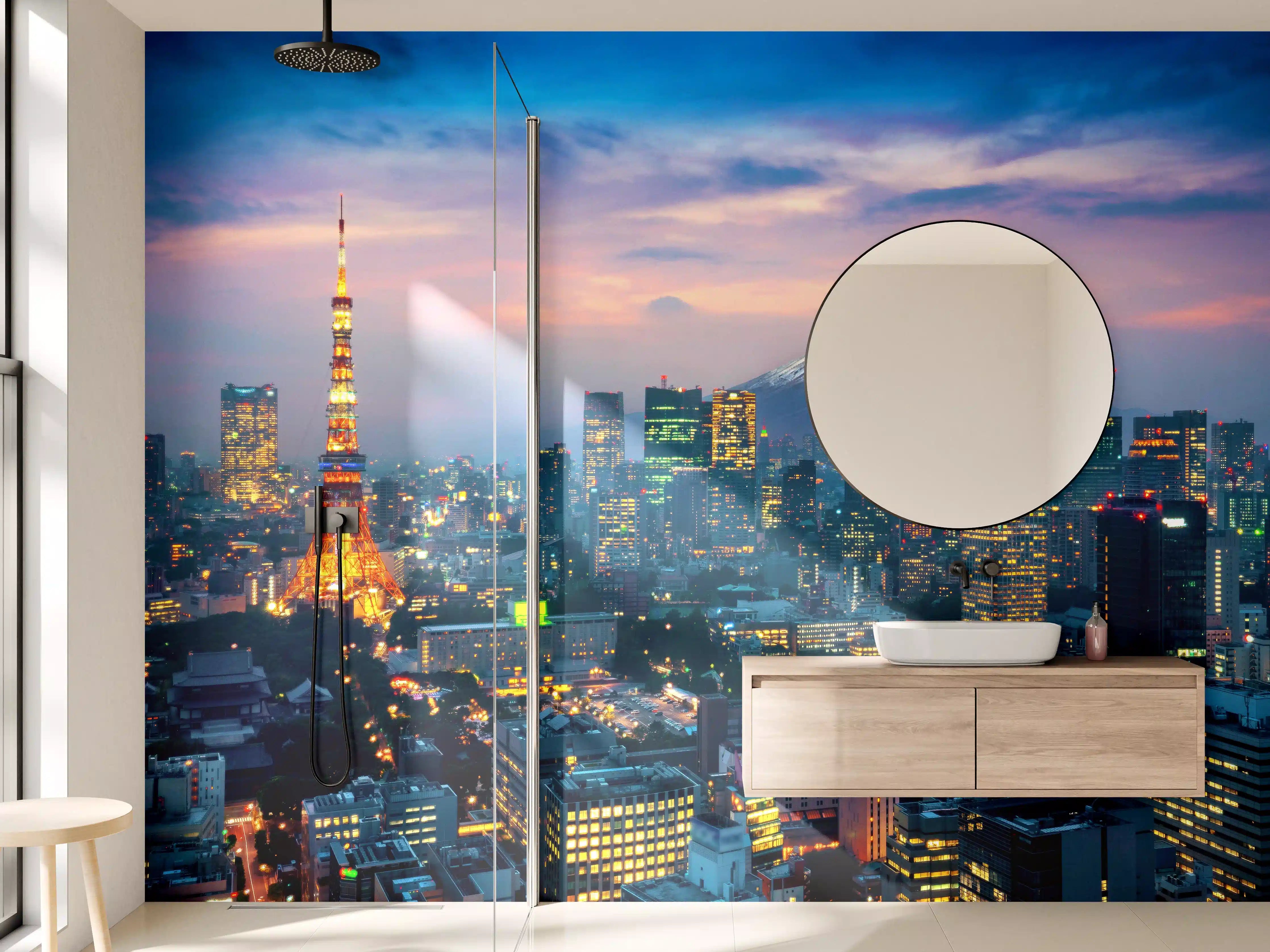Wandverkleidung Bad - Phänomenale Aussicht auf Tokio bei Nacht