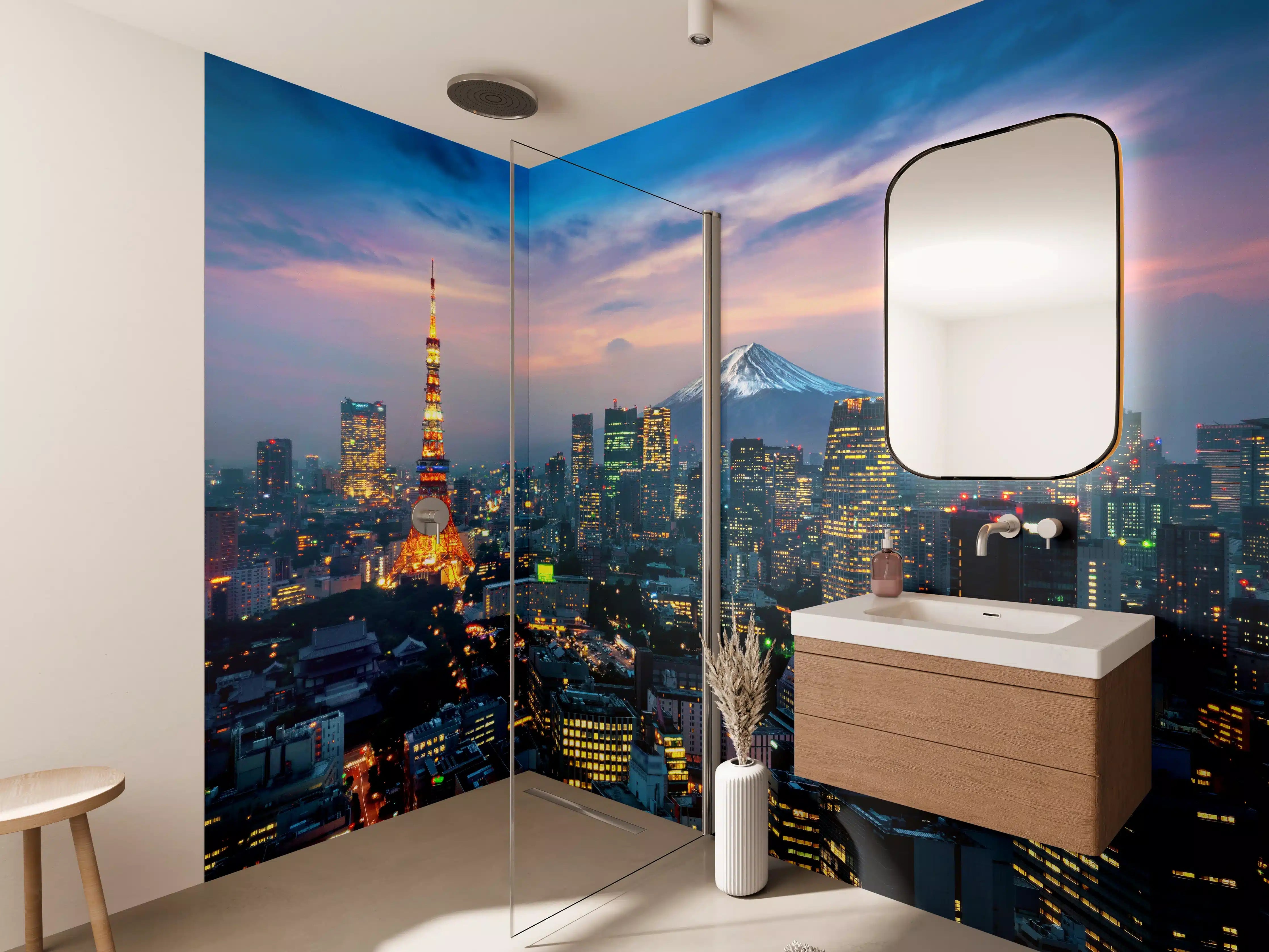 Wandverkleidung Bad - Phänomenale Aussicht auf Tokio bei Nacht