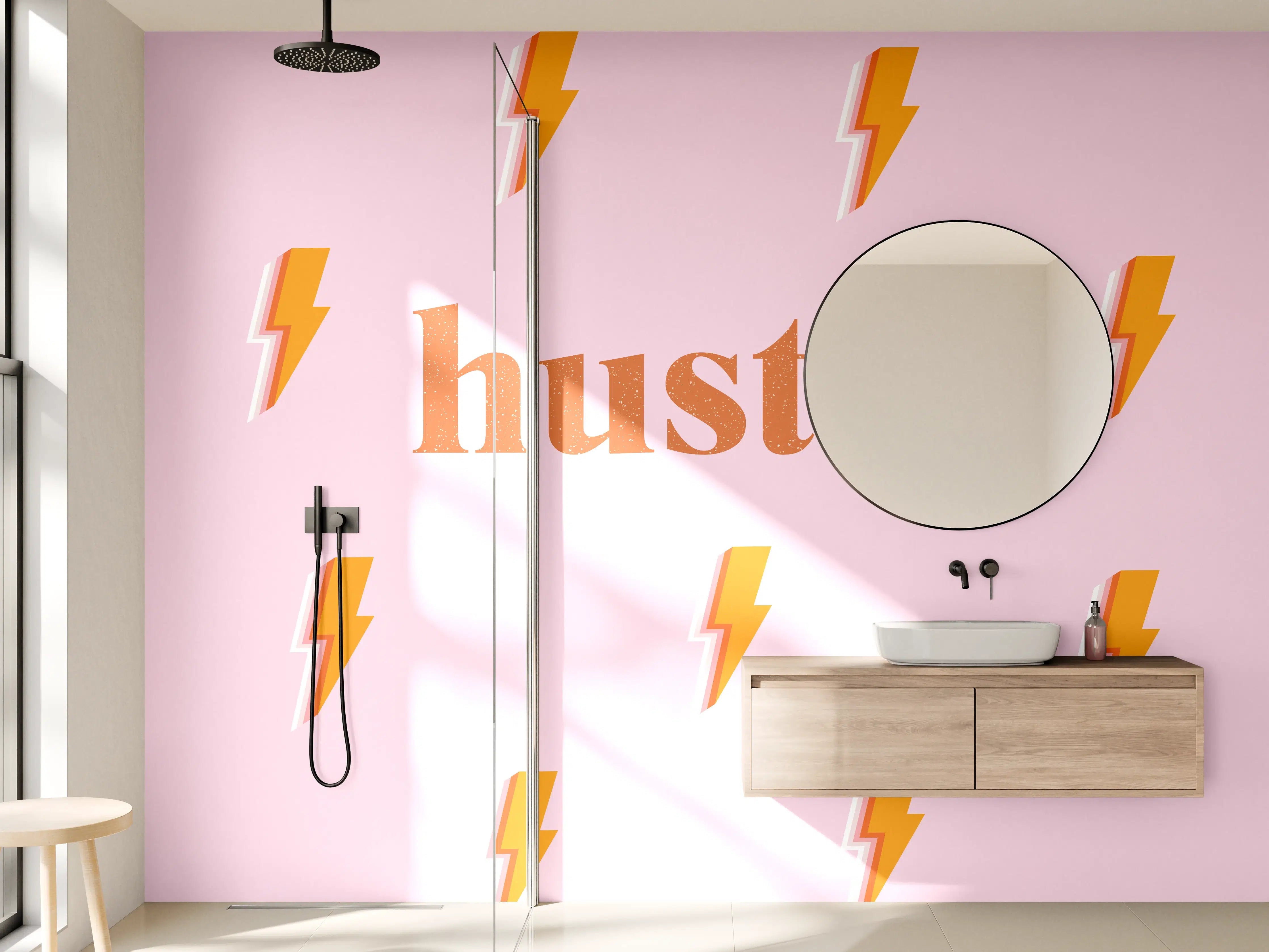 Wandverkleidung Bad - Pink-Orange Blitz-Muster Poster