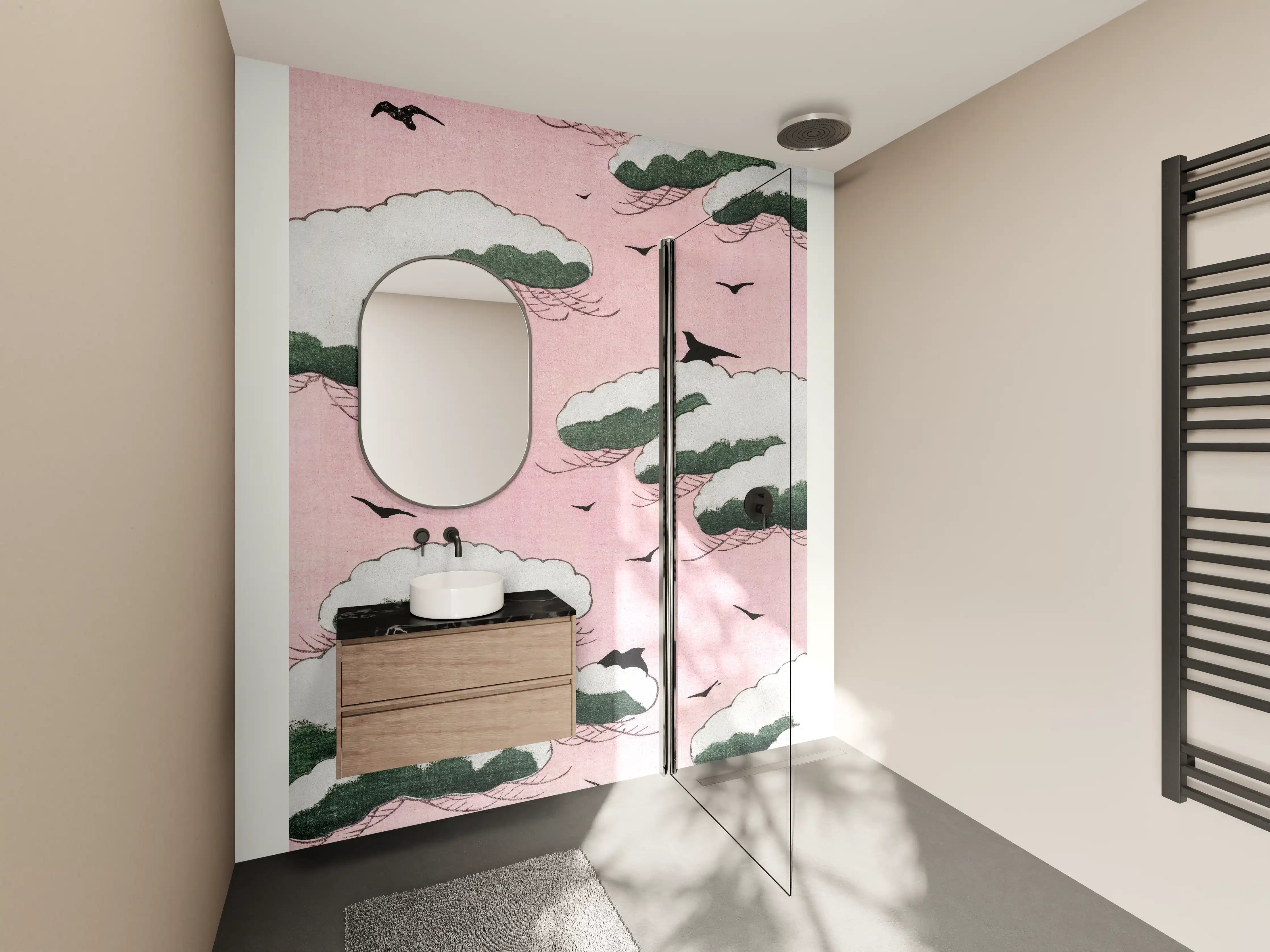 Wandverkleidung Bad - Pinker Himmel "Bijutsu Sekai"