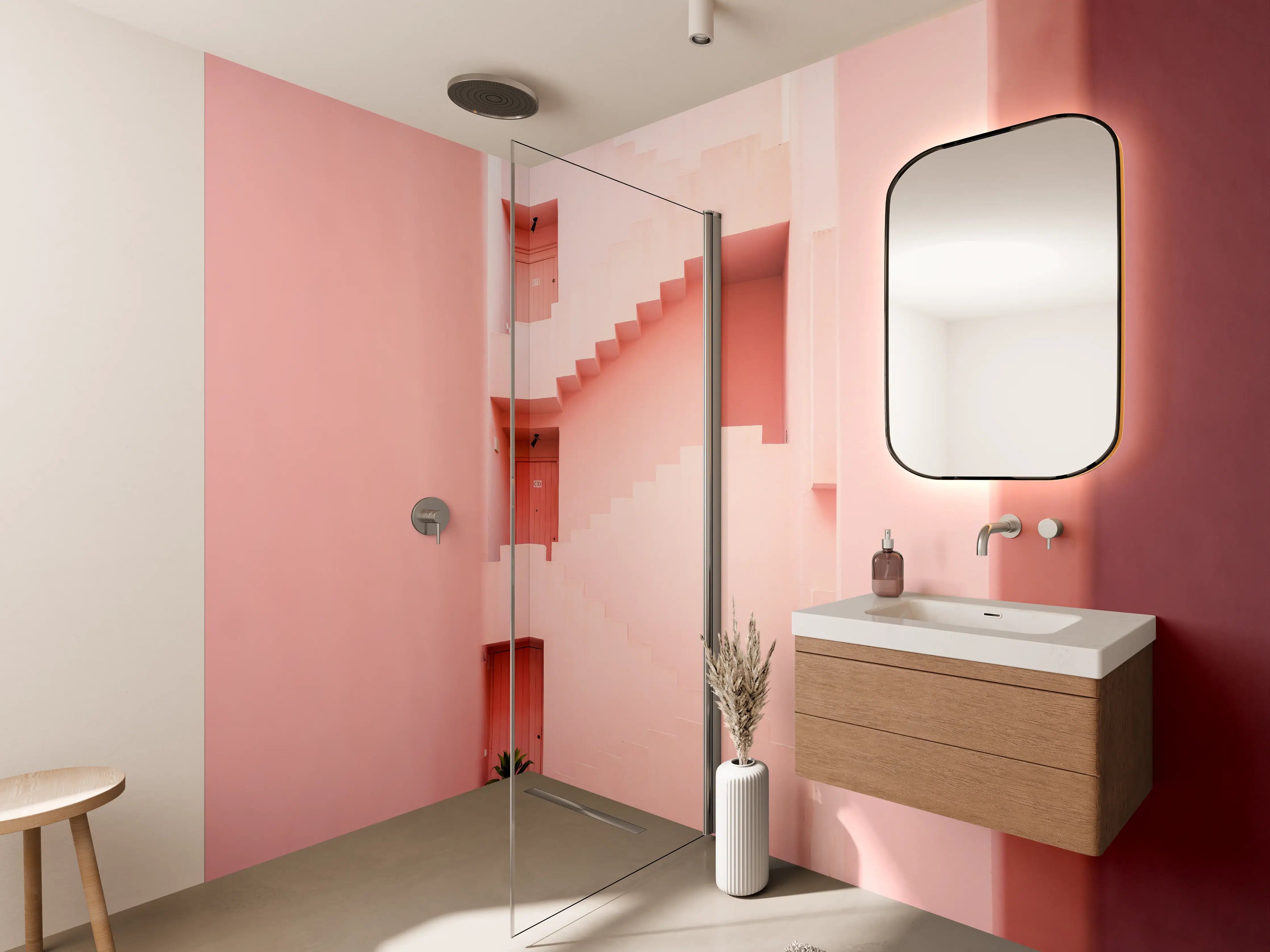 Wandverkleidung Bad - Pinkfarbene Architektur Spaniens