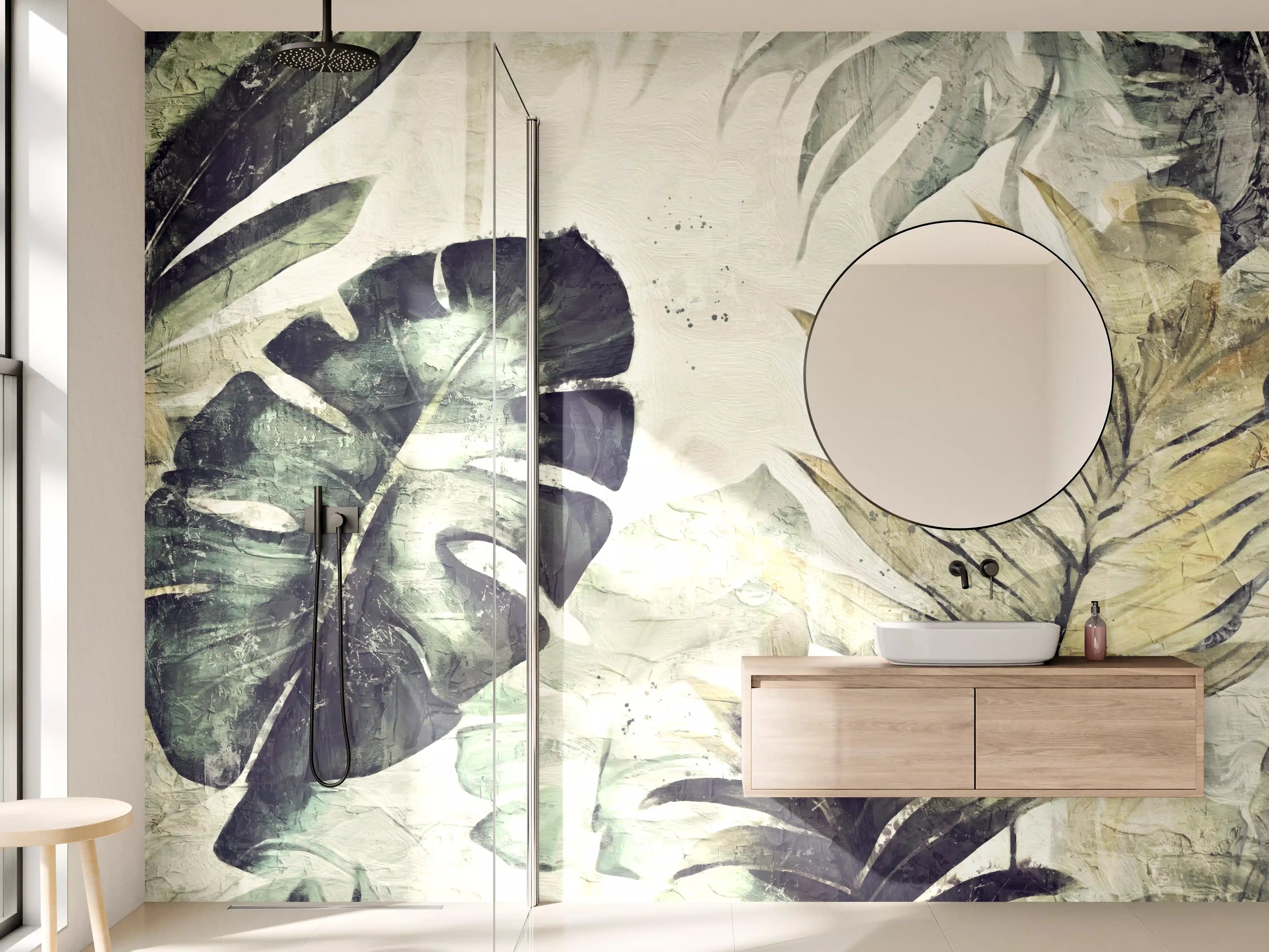 Wandverkleidung Bad - Pinselkunst - Floral