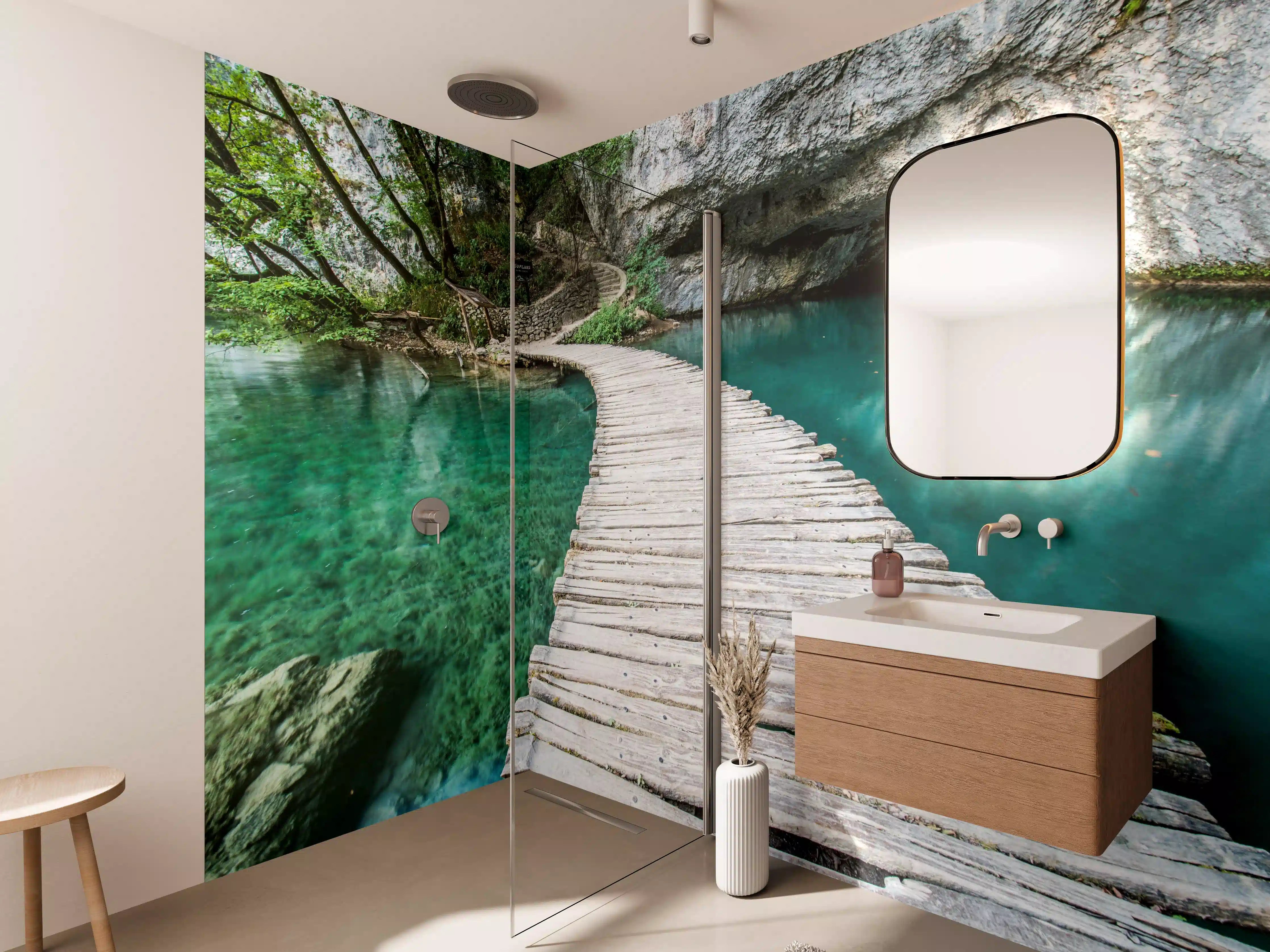 Wandverkleidung Bad - Plitvicer Brücke in Kroatien