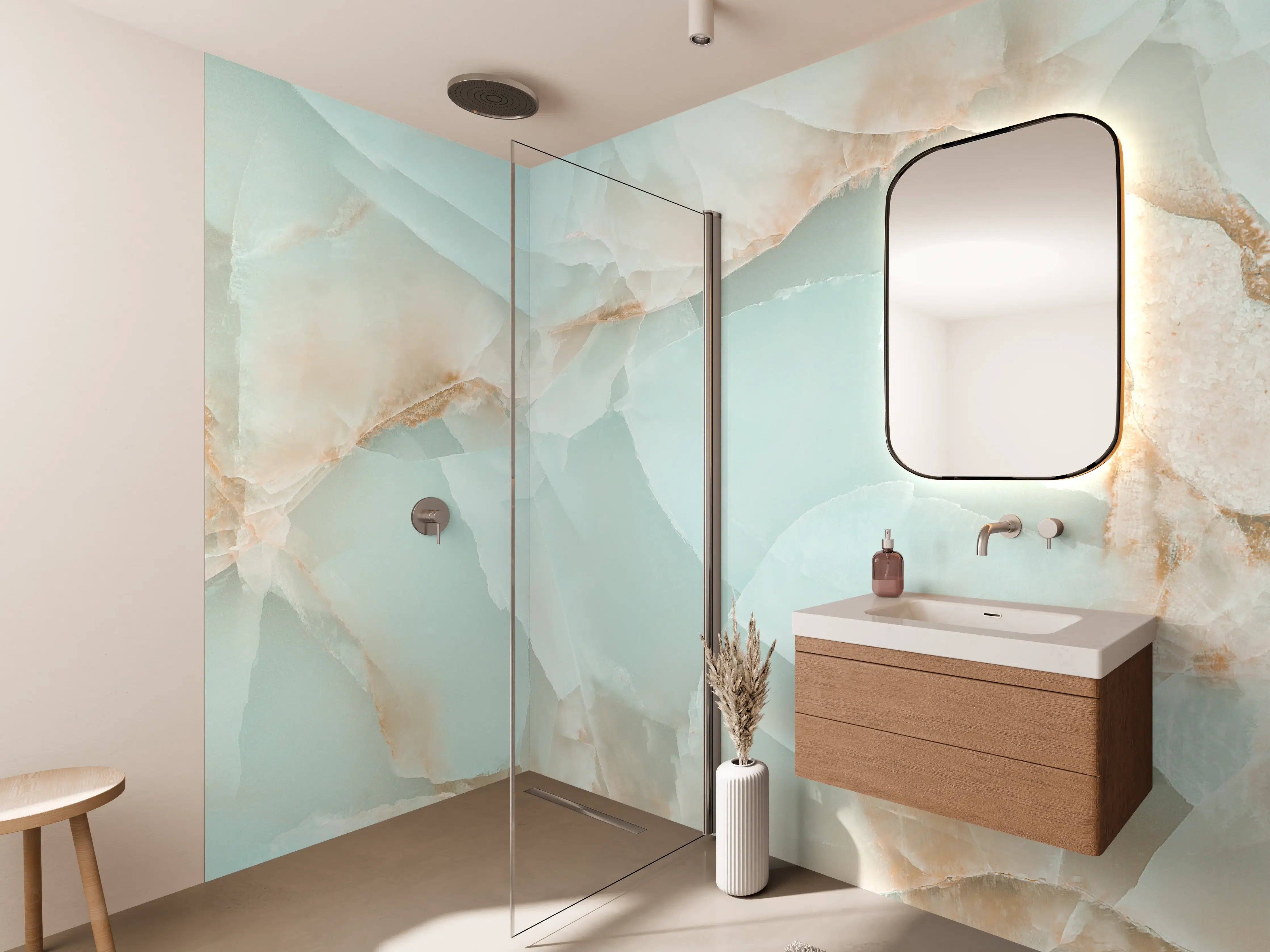 Wandverkleidung Bad - Polierter Onyx-Marmor