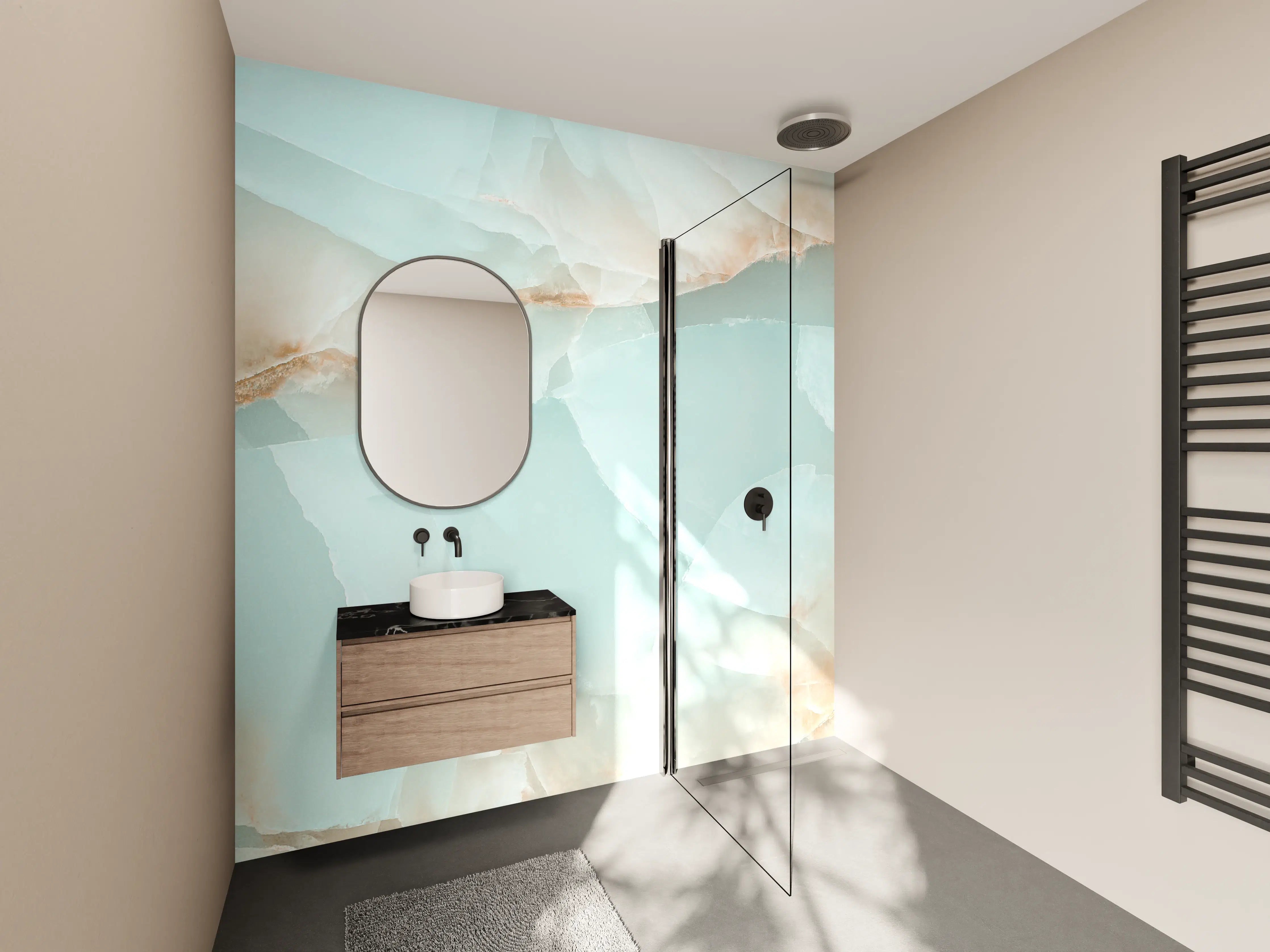 Wandverkleidung Bad - Polierter Onyx-Marmor