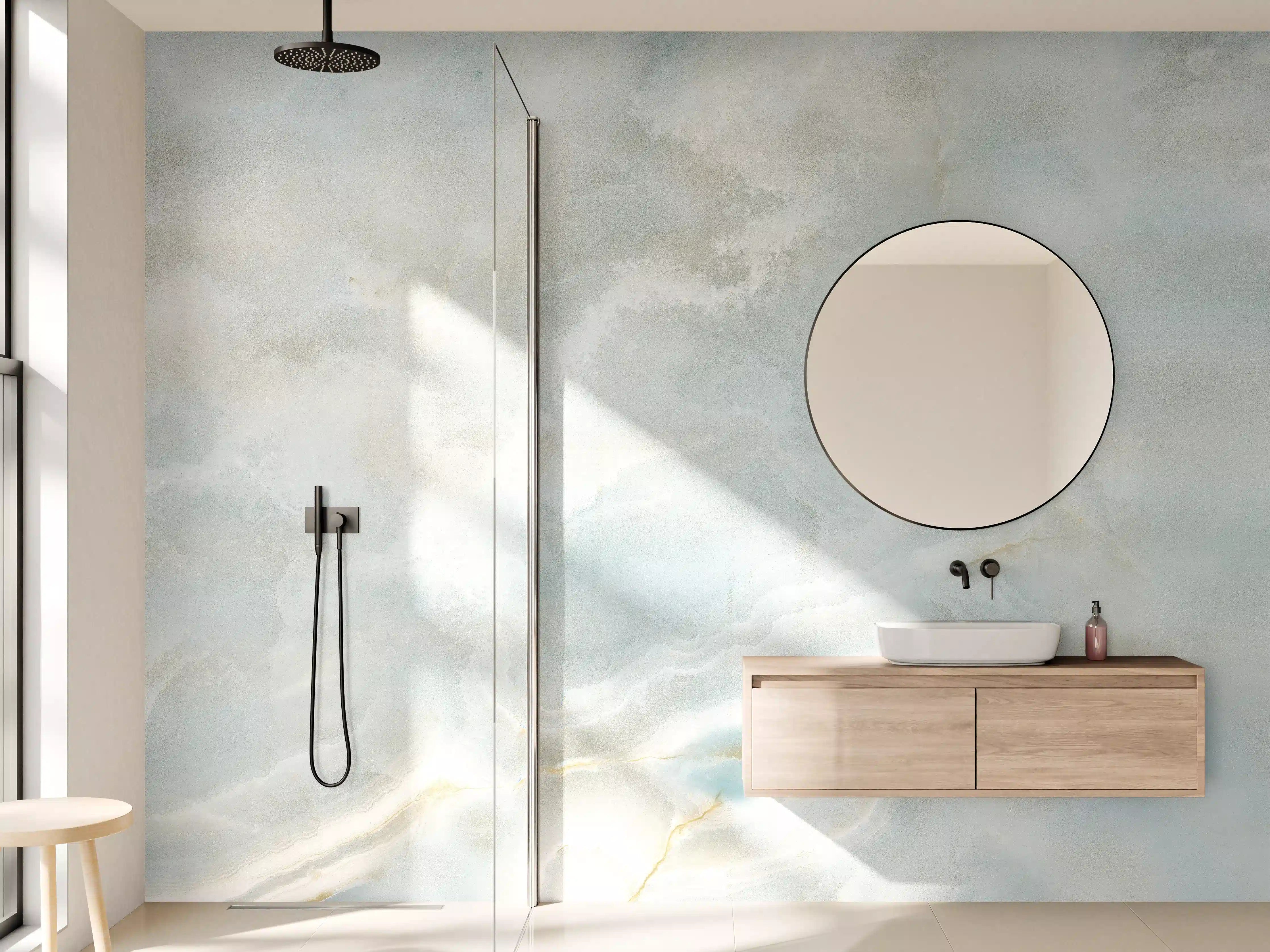Wandverkleidung Bad - Polierter heller Onyx-Marmor 