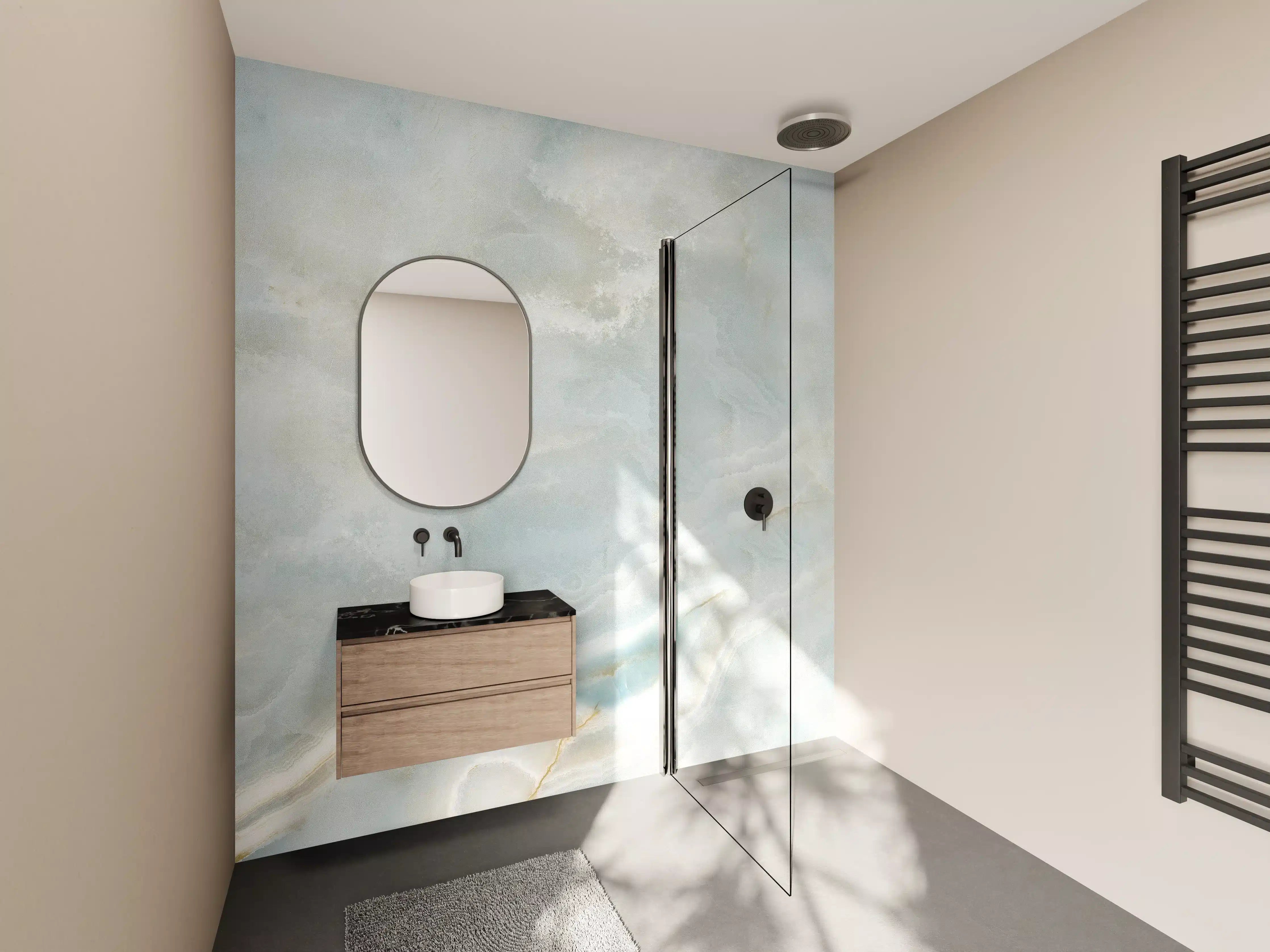 Wandverkleidung Bad - Polierter heller Onyx-Marmor 