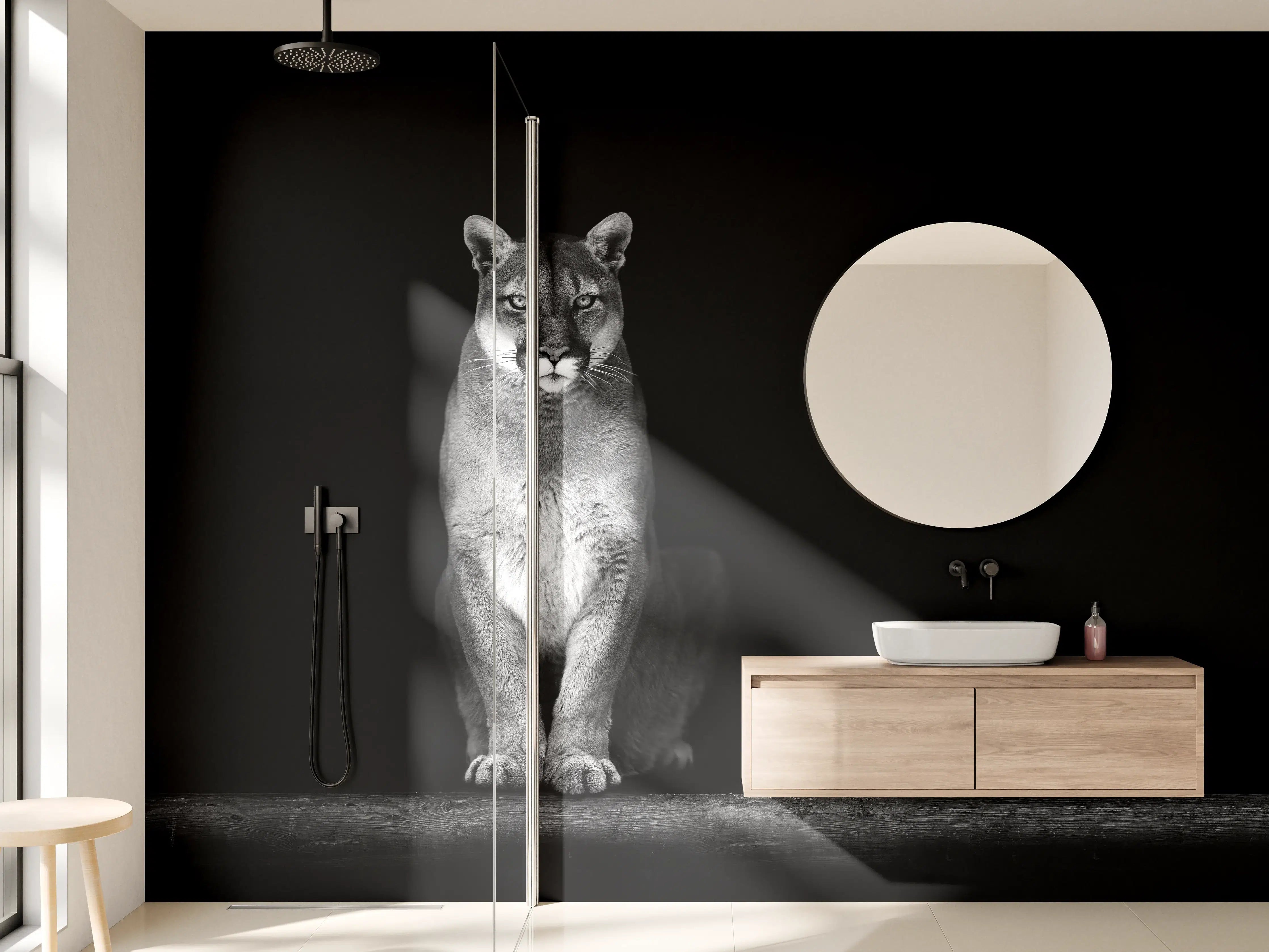 Wandverkleidung Bad - Porträt des Bergpumas