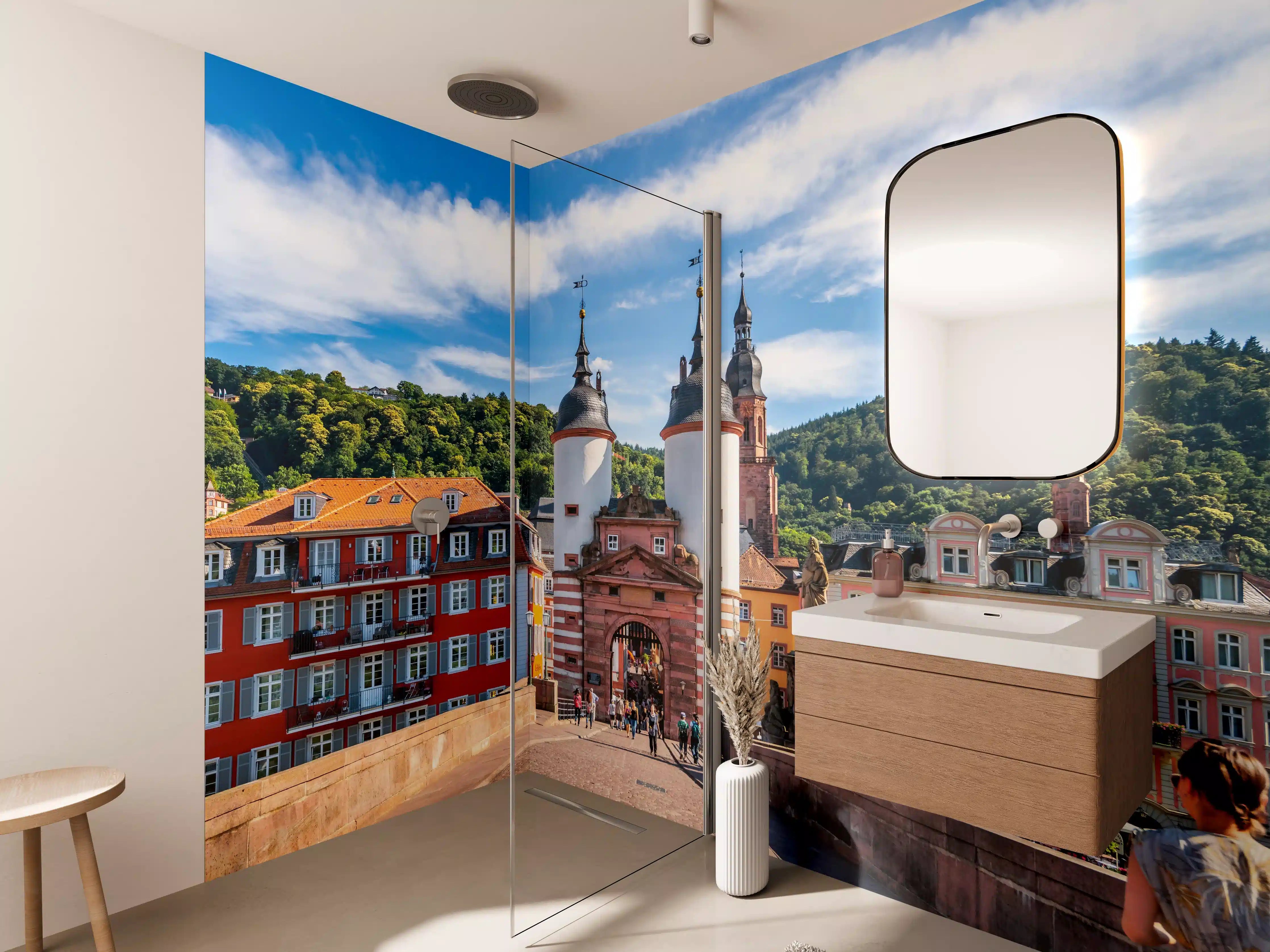 Wandverkleidung Bad - Prächtiger Anblick auf Brücke in Heidelberg