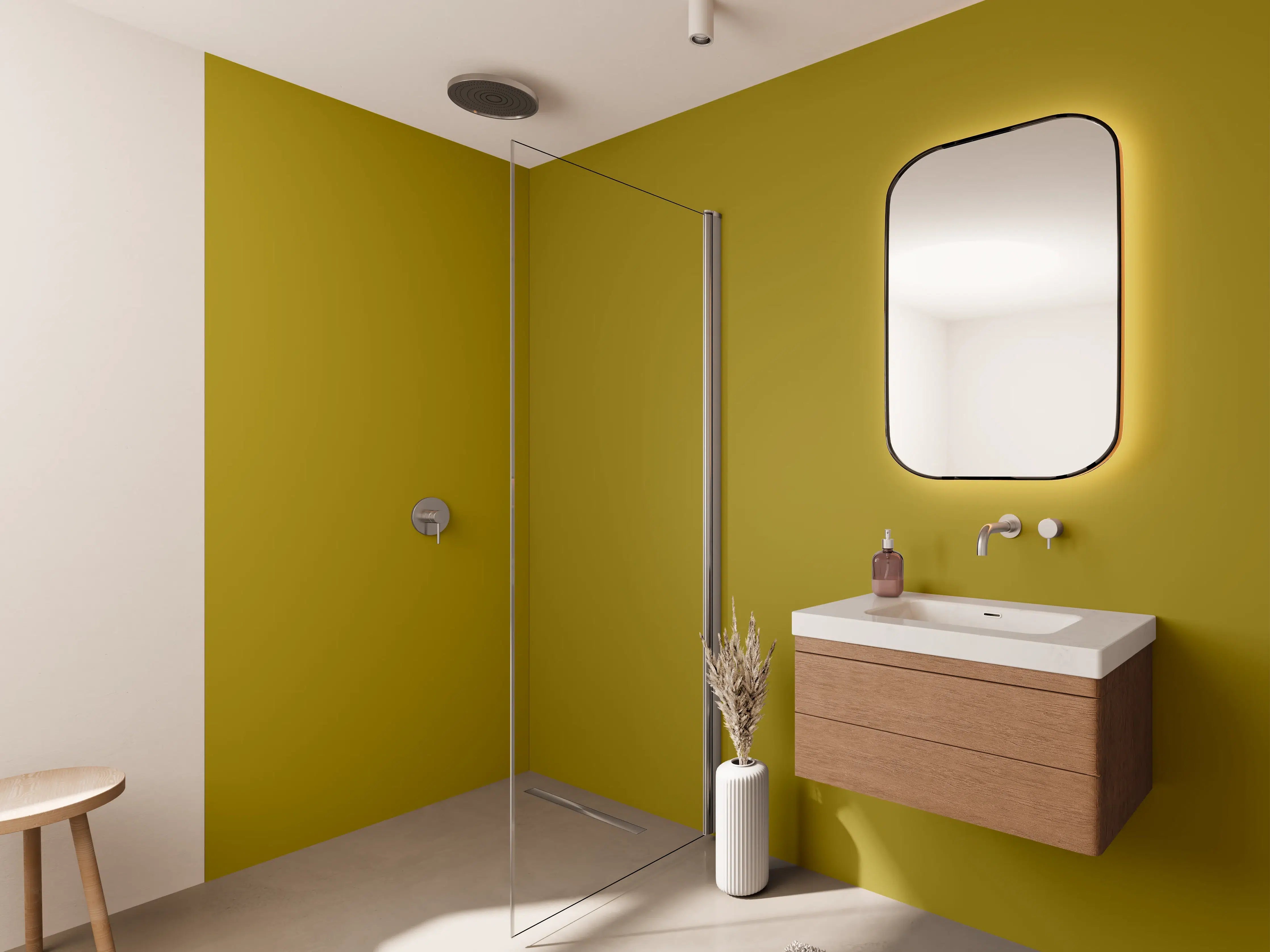 Wandverkleidung Bad - RAL 1027 (Curry)