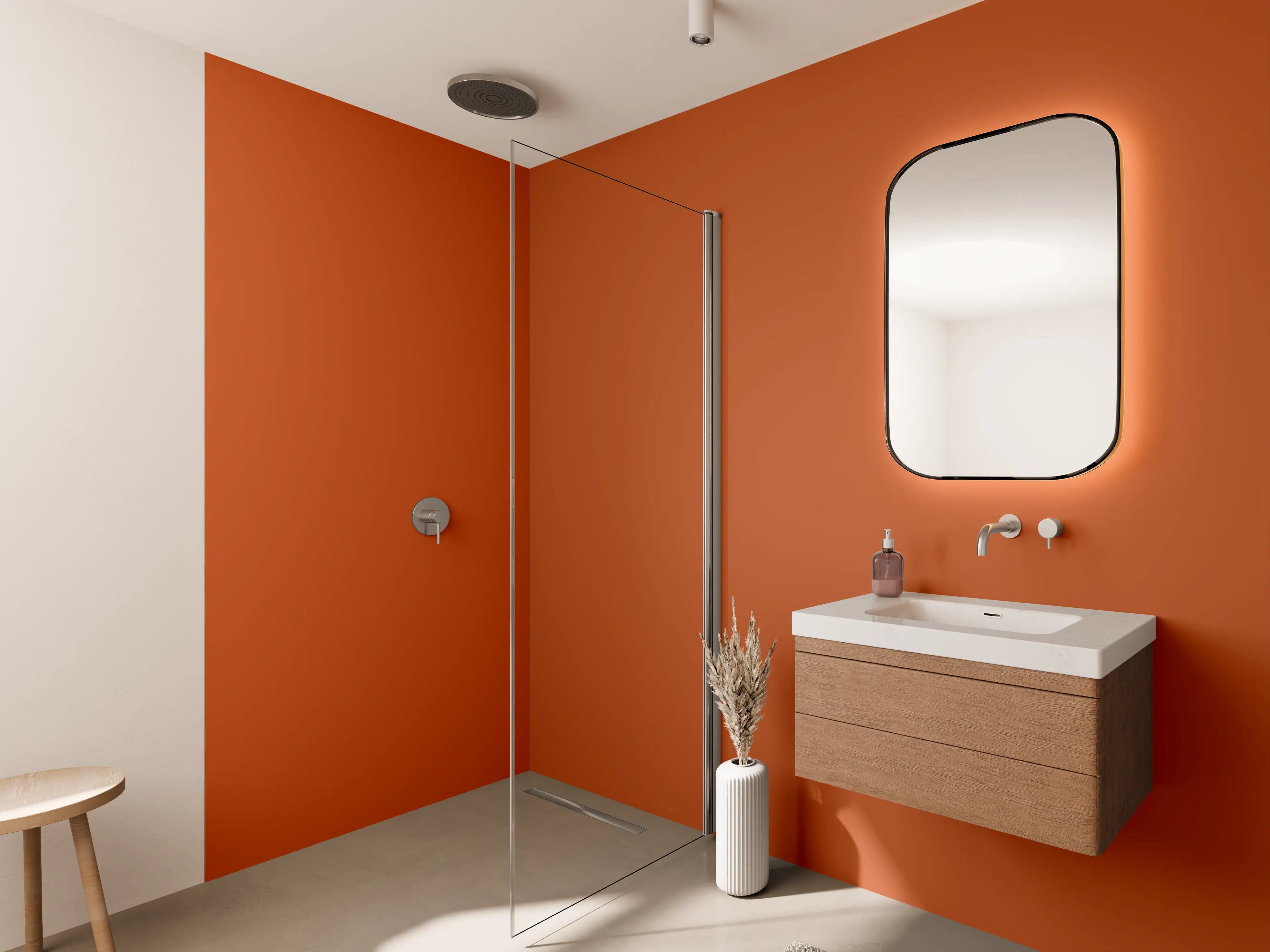 Wandverkleidung Bad - RAL 2001 (Rot-Orange)