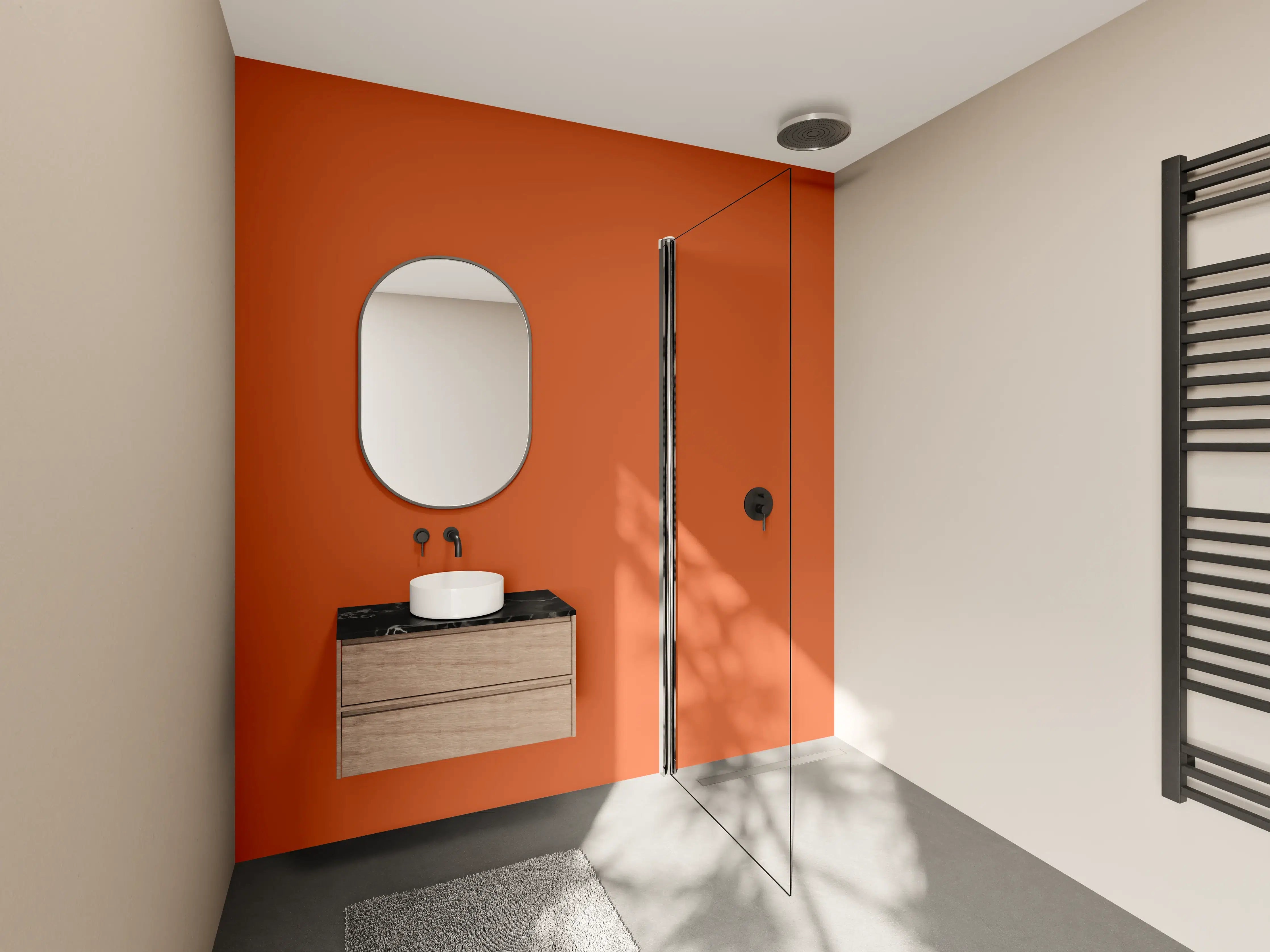 Wandverkleidung Bad - RAL 2001 (Rot-Orange)