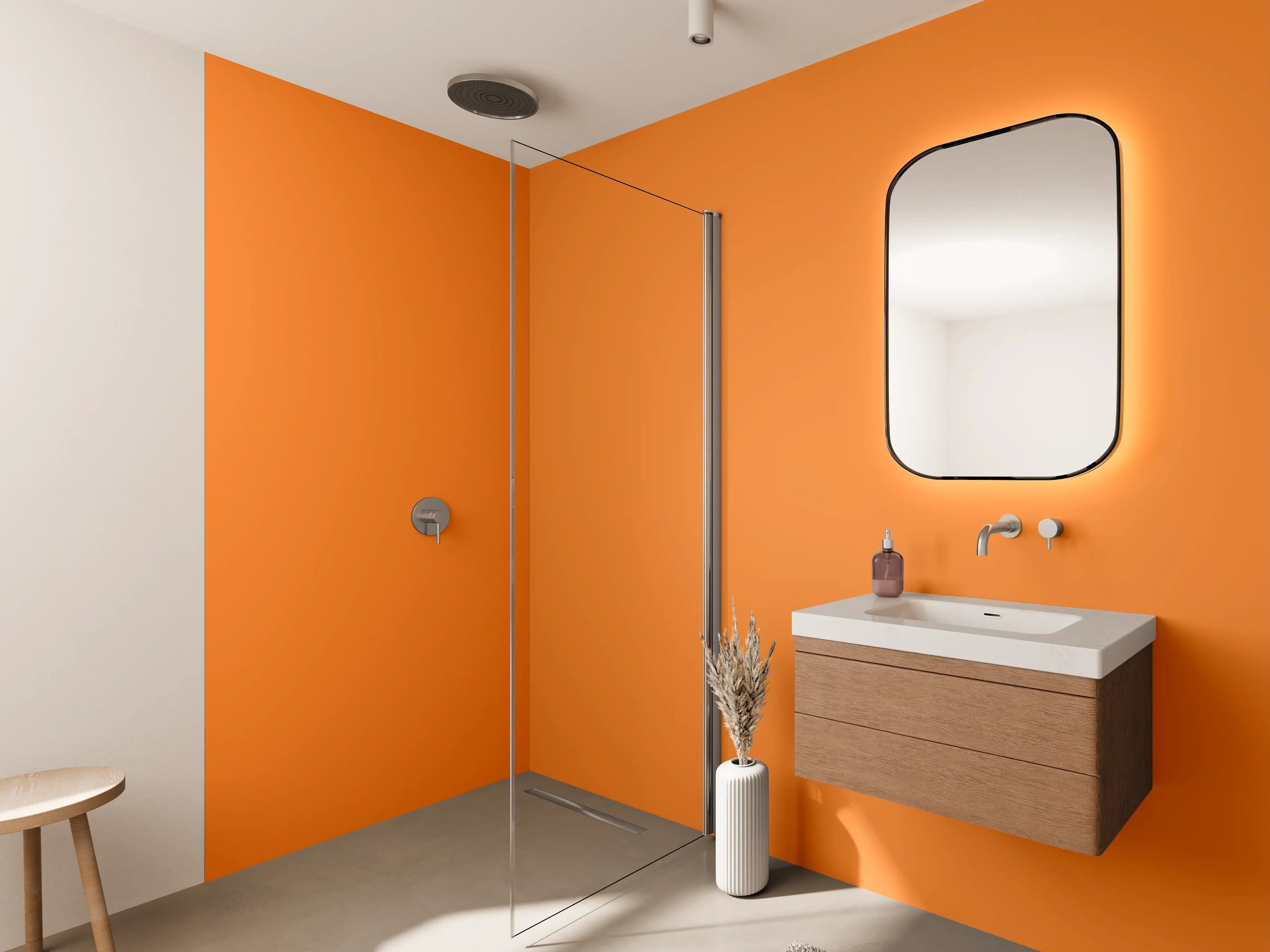 Wandverkleidung Bad - RAL 2003 (Pastellorange)
