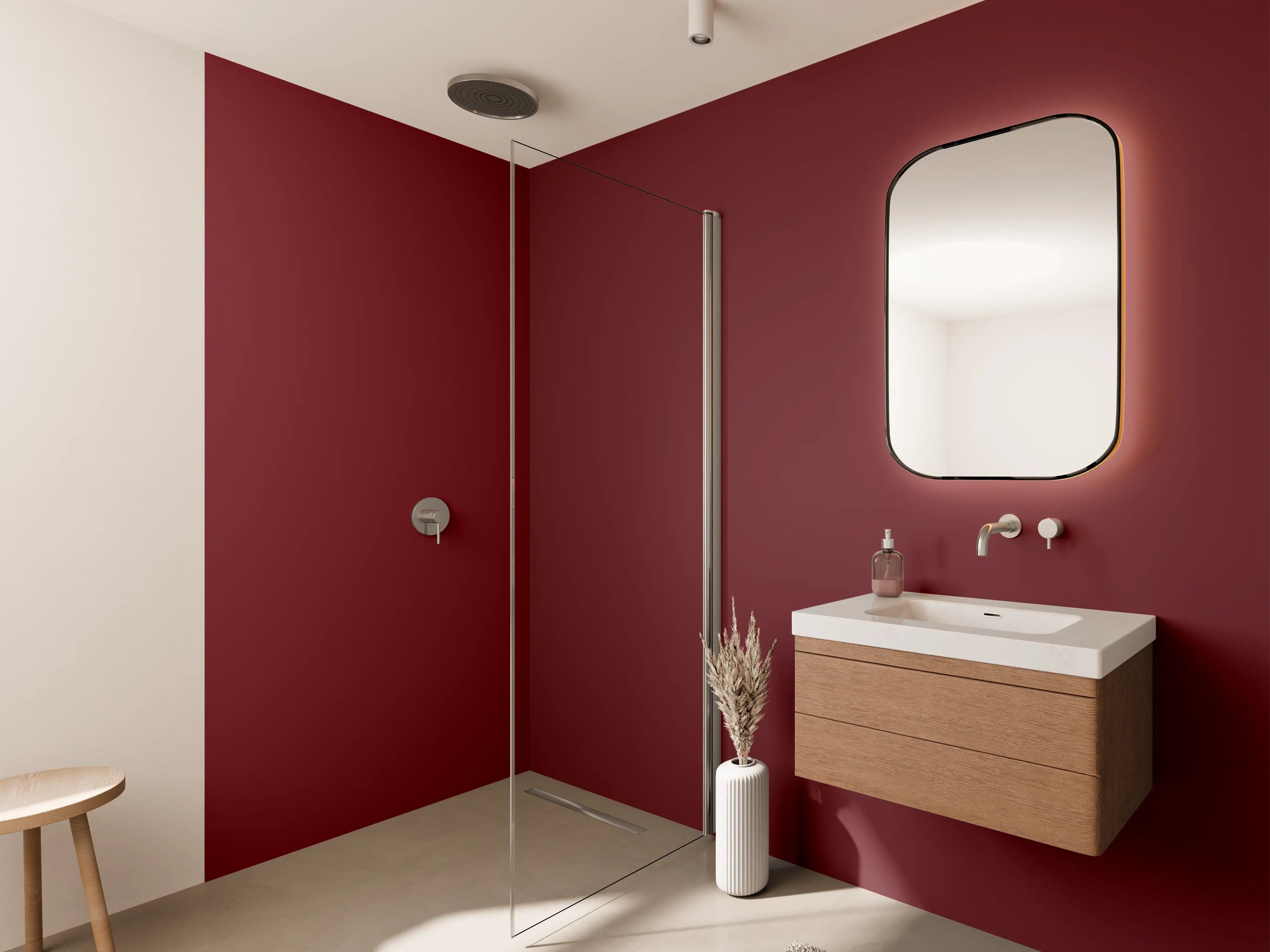 Wandverkleidung Bad - RAL 3004 (Purpurrot)