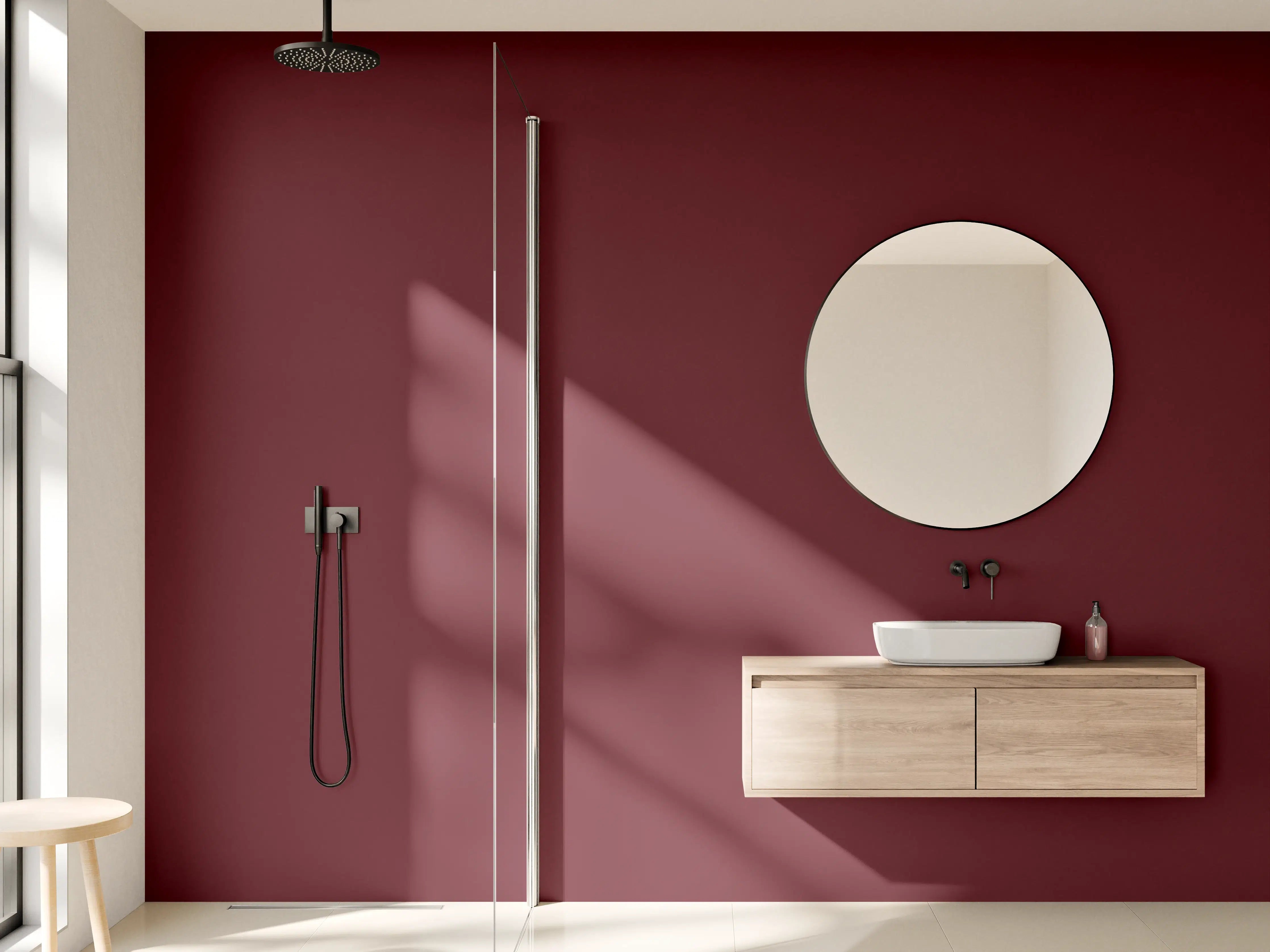 Wandverkleidung Bad - RAL 3005 (Weinrot)