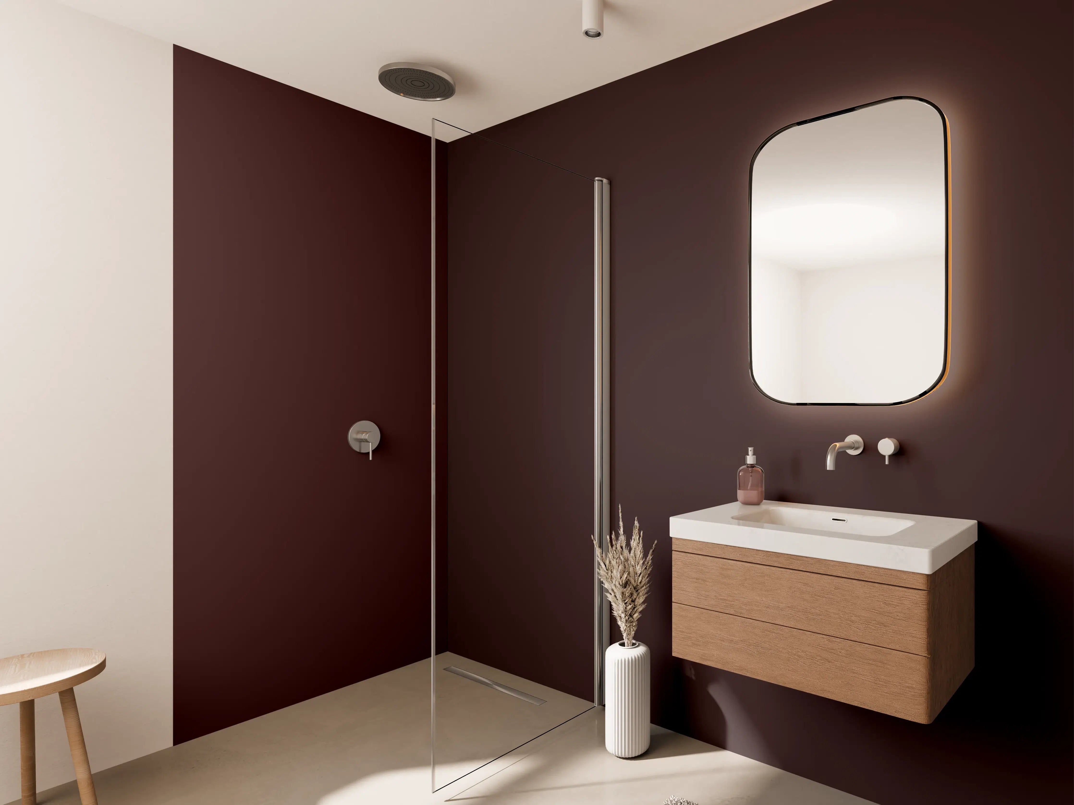 Wandverkleidung Bad - RAL 3007 (Schwarzrot)