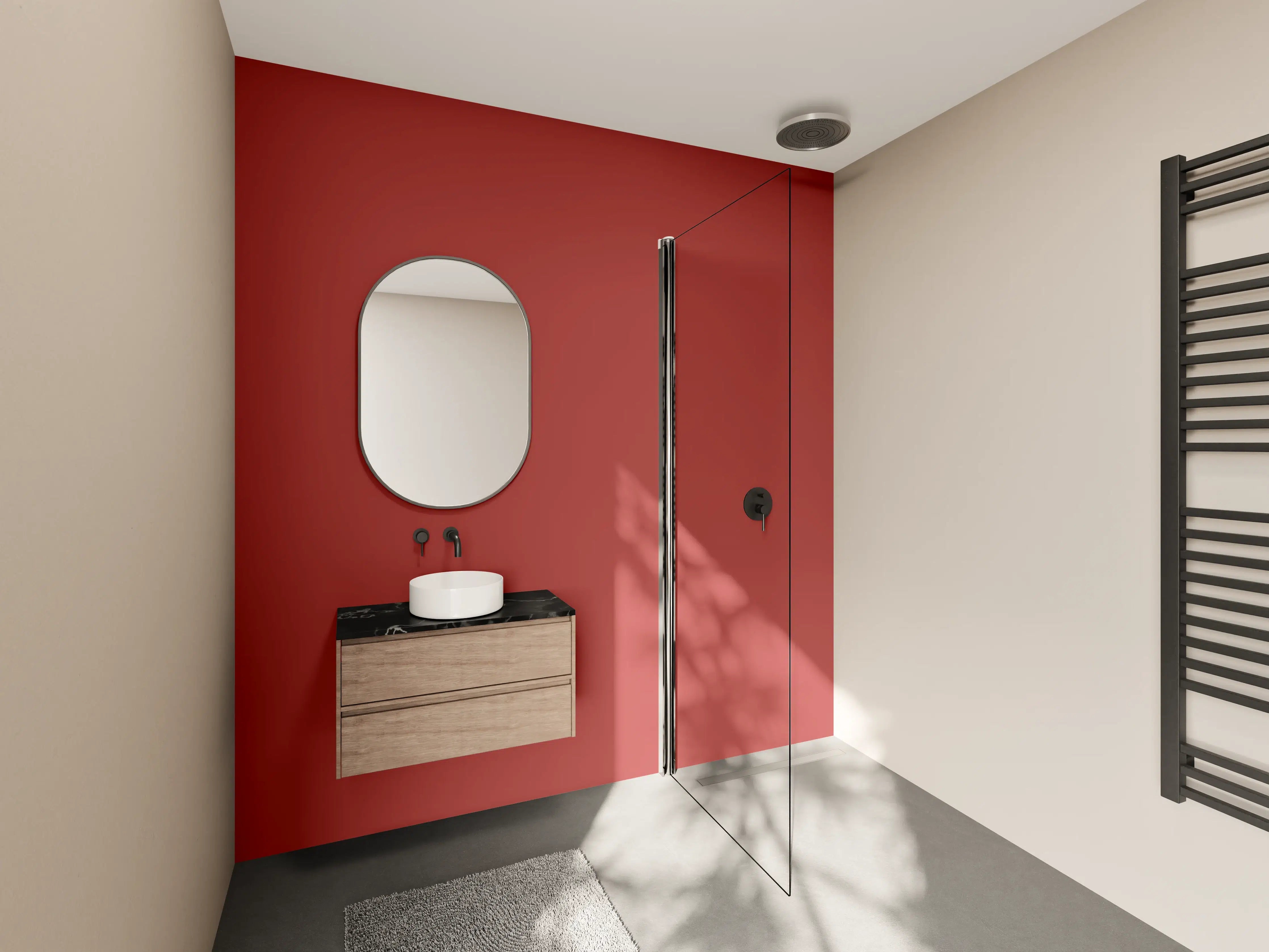 Wandverkleidung Bad - RAL 3013 (tomatenrot)