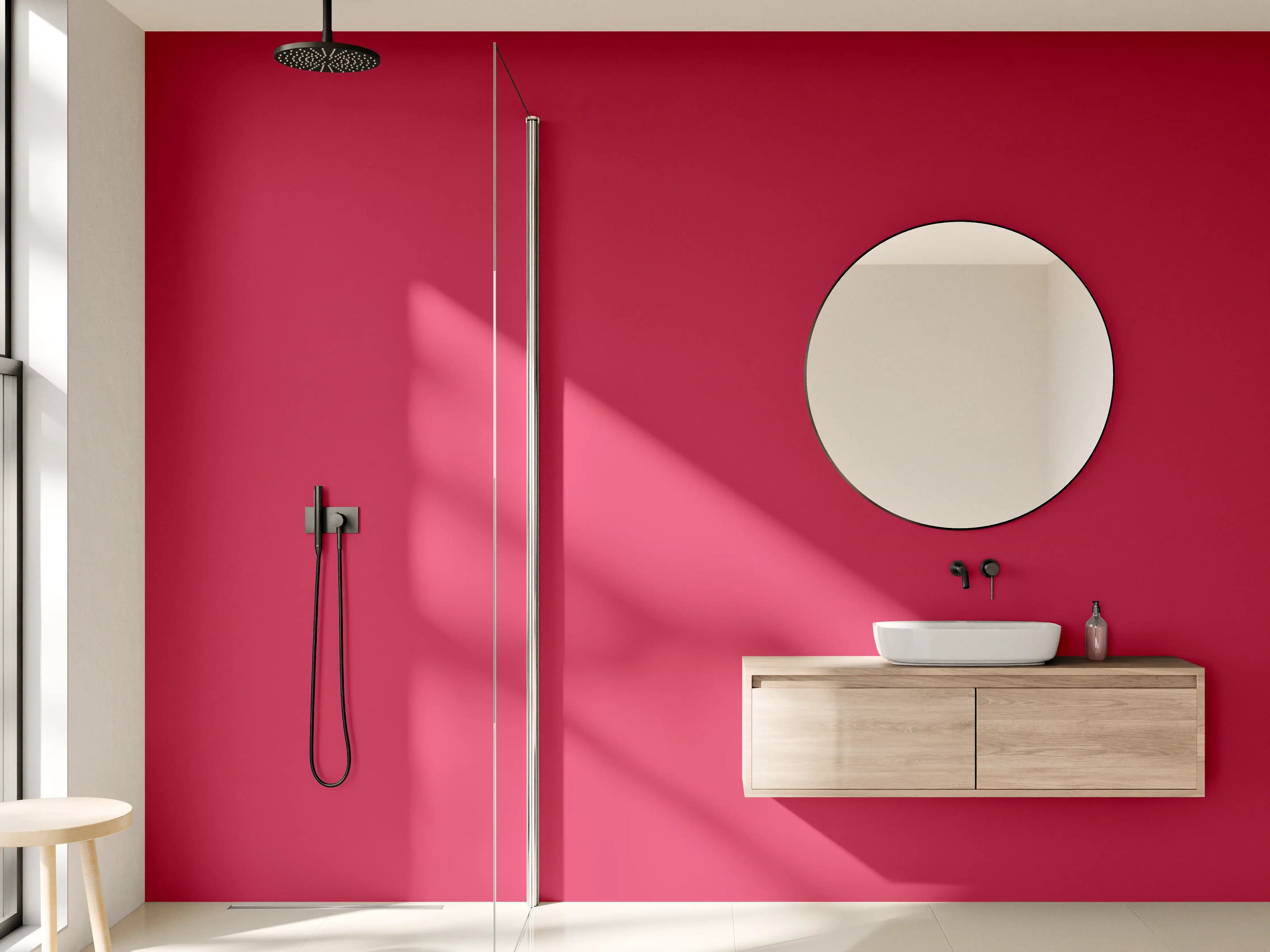 Wandverkleidung Bad - RAL 3027 (Himbeerrot)