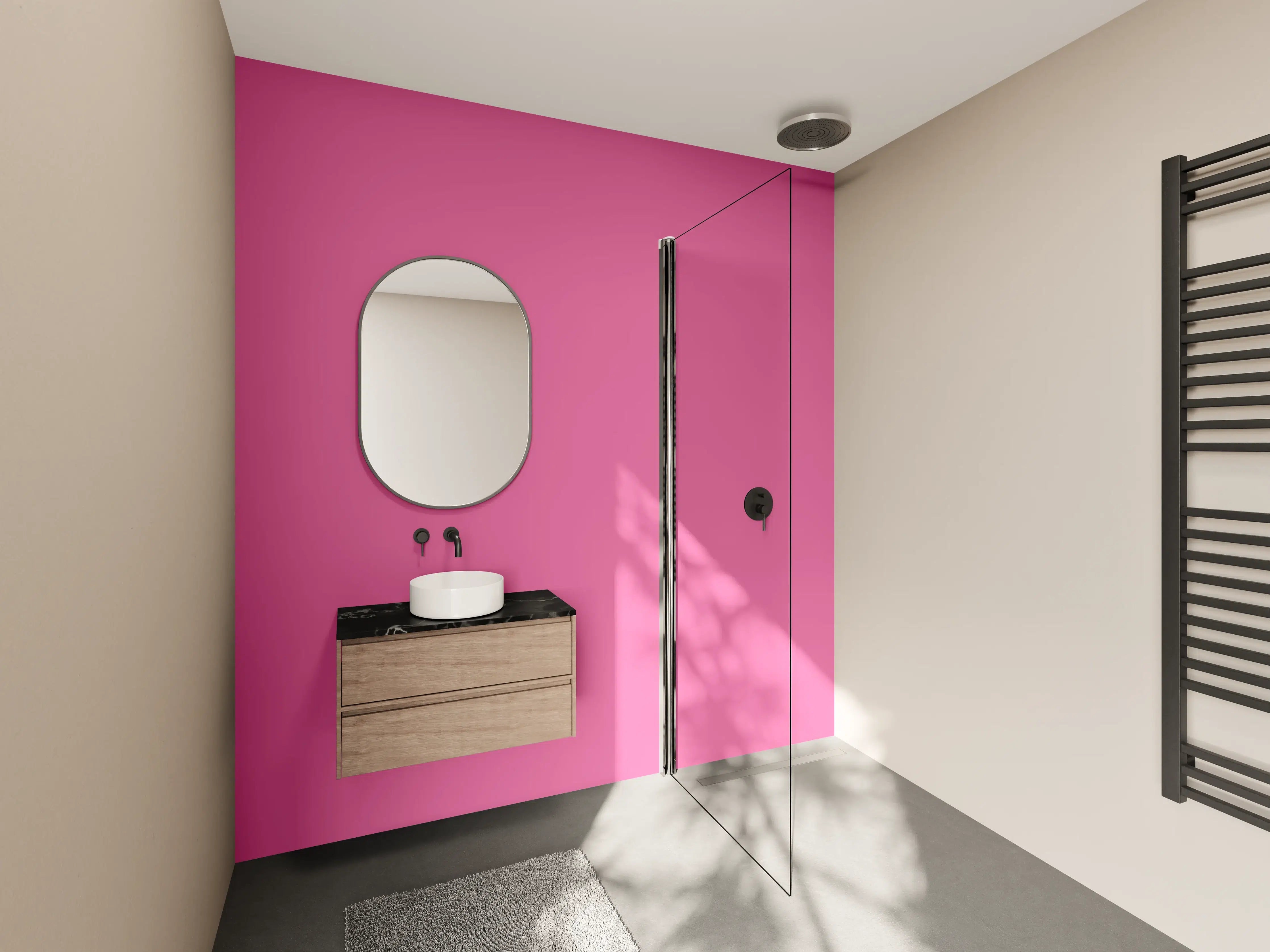 Wandverkleidung Bad - RAL 4003 (Violett