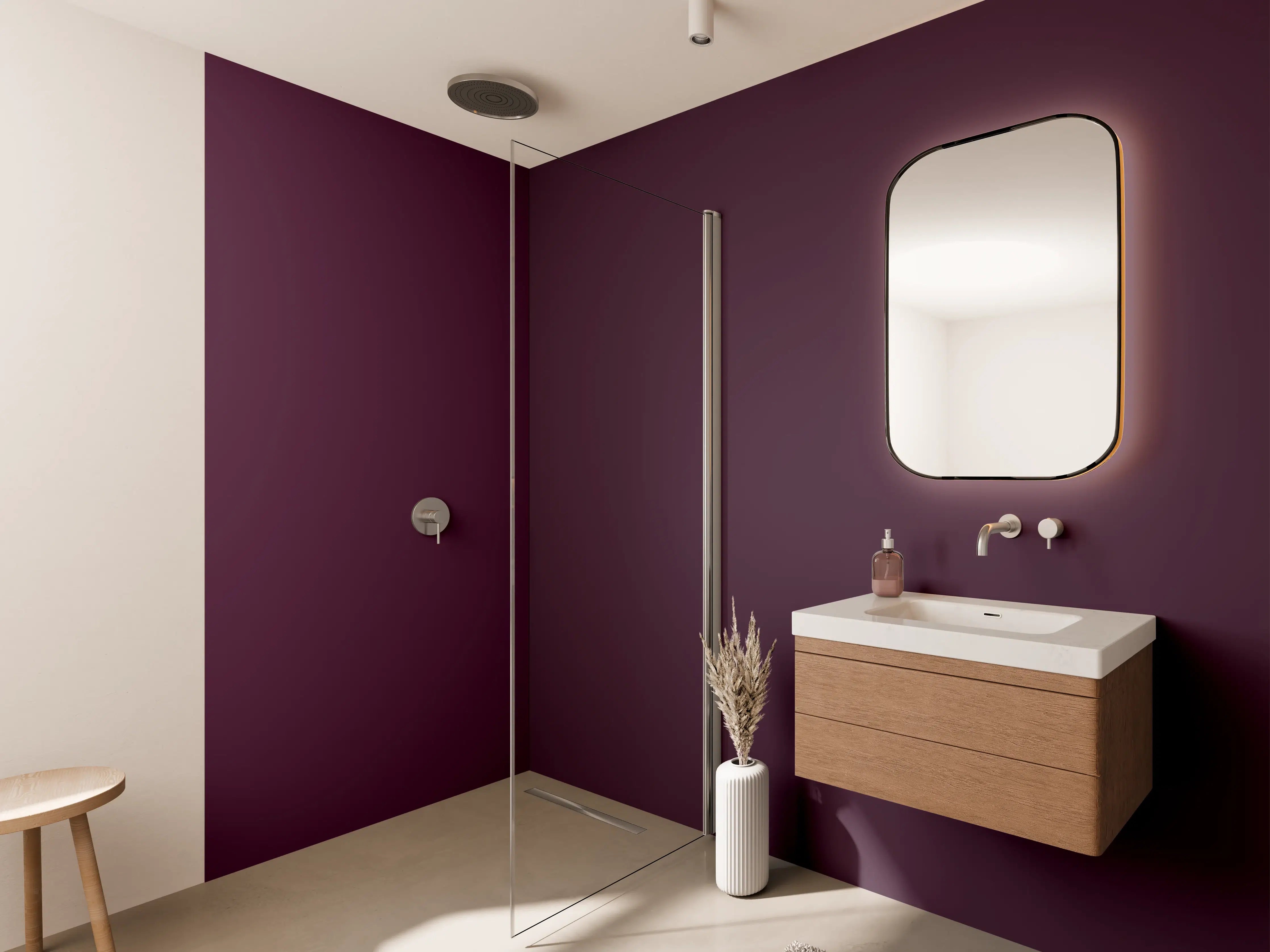 Wandverkleidung Bad - RAL 4007 (Purpurviolett)