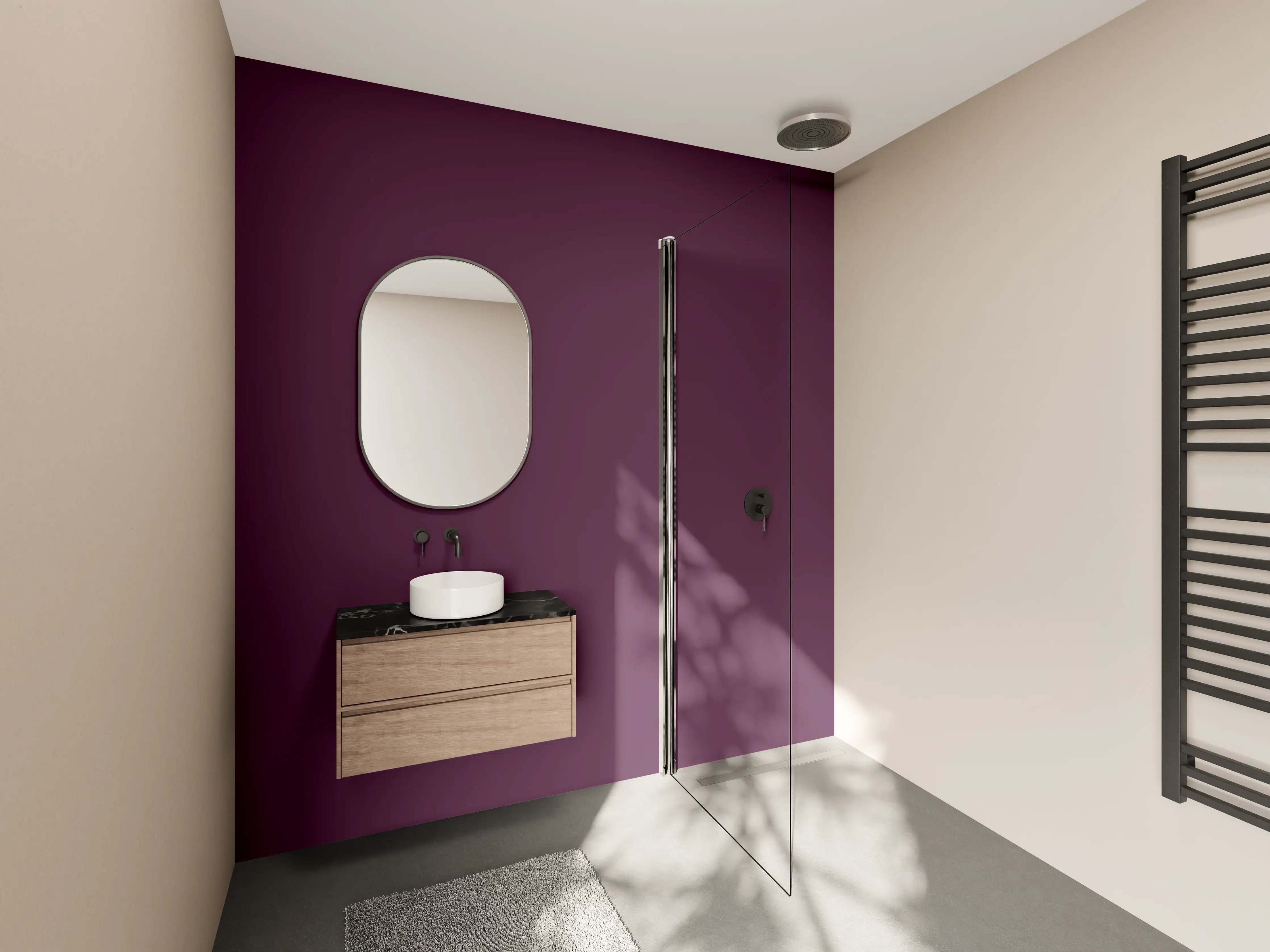 Wandverkleidung Bad - RAL 4007 (Purpurviolett)