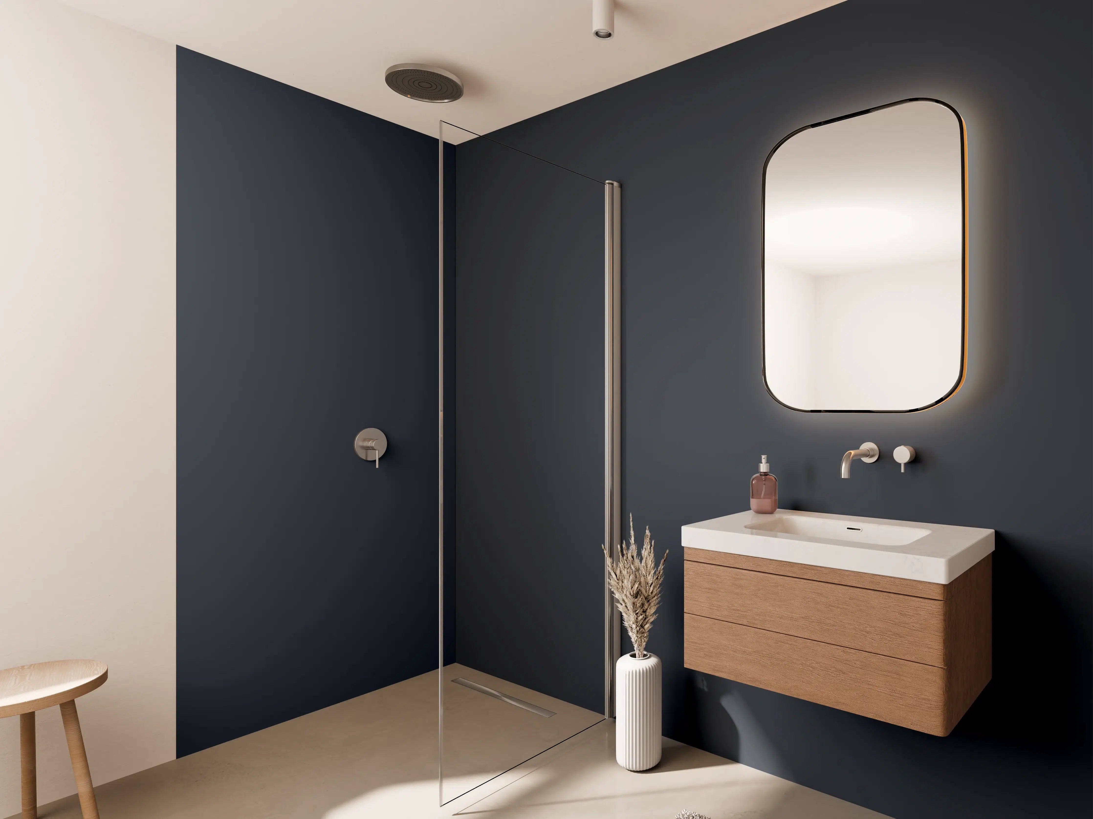 Wandverkleidung Bad - RAL 5008 (Graublau)