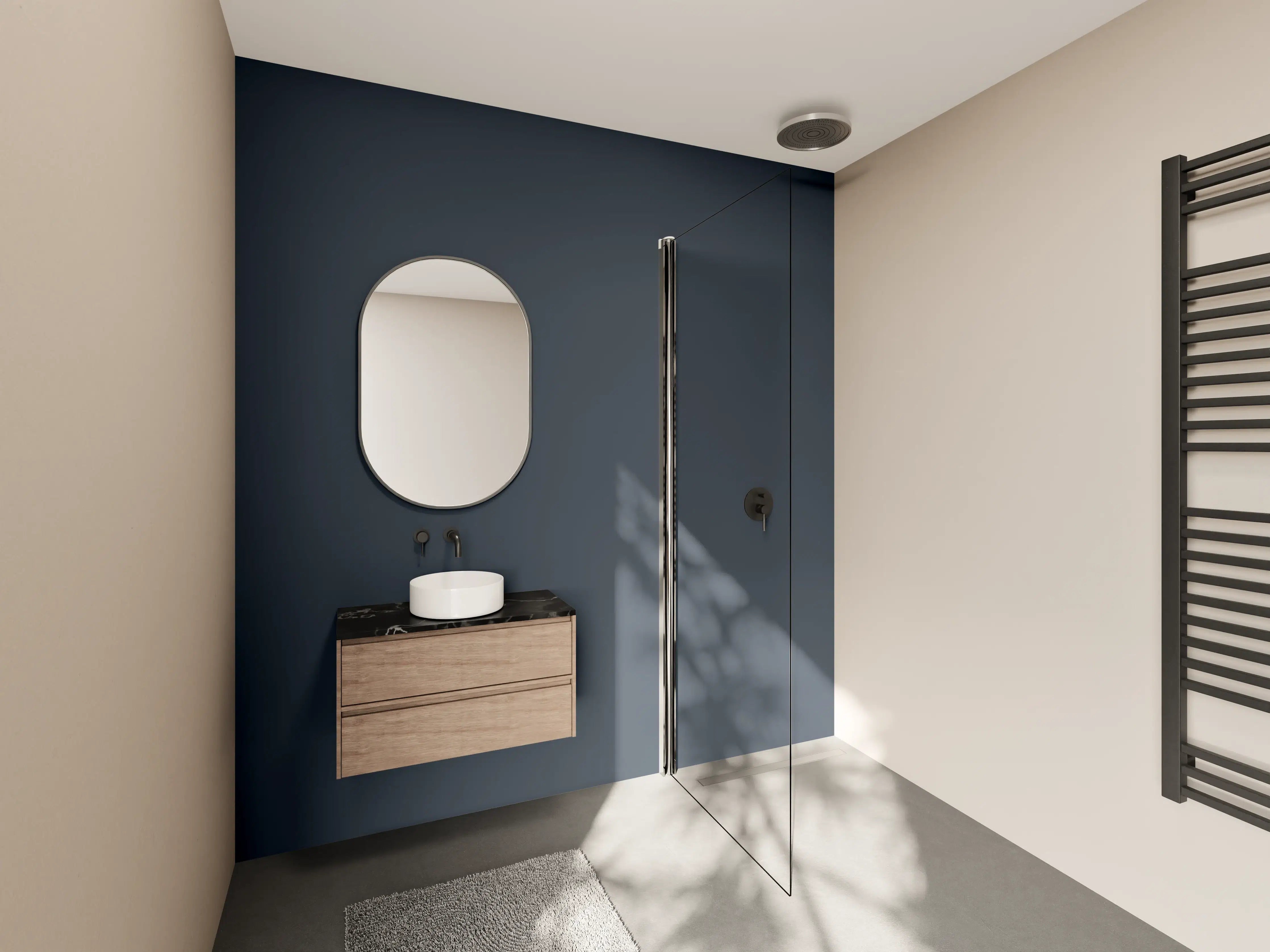 Wandverkleidung Bad - RAL 5008 (Graublau)