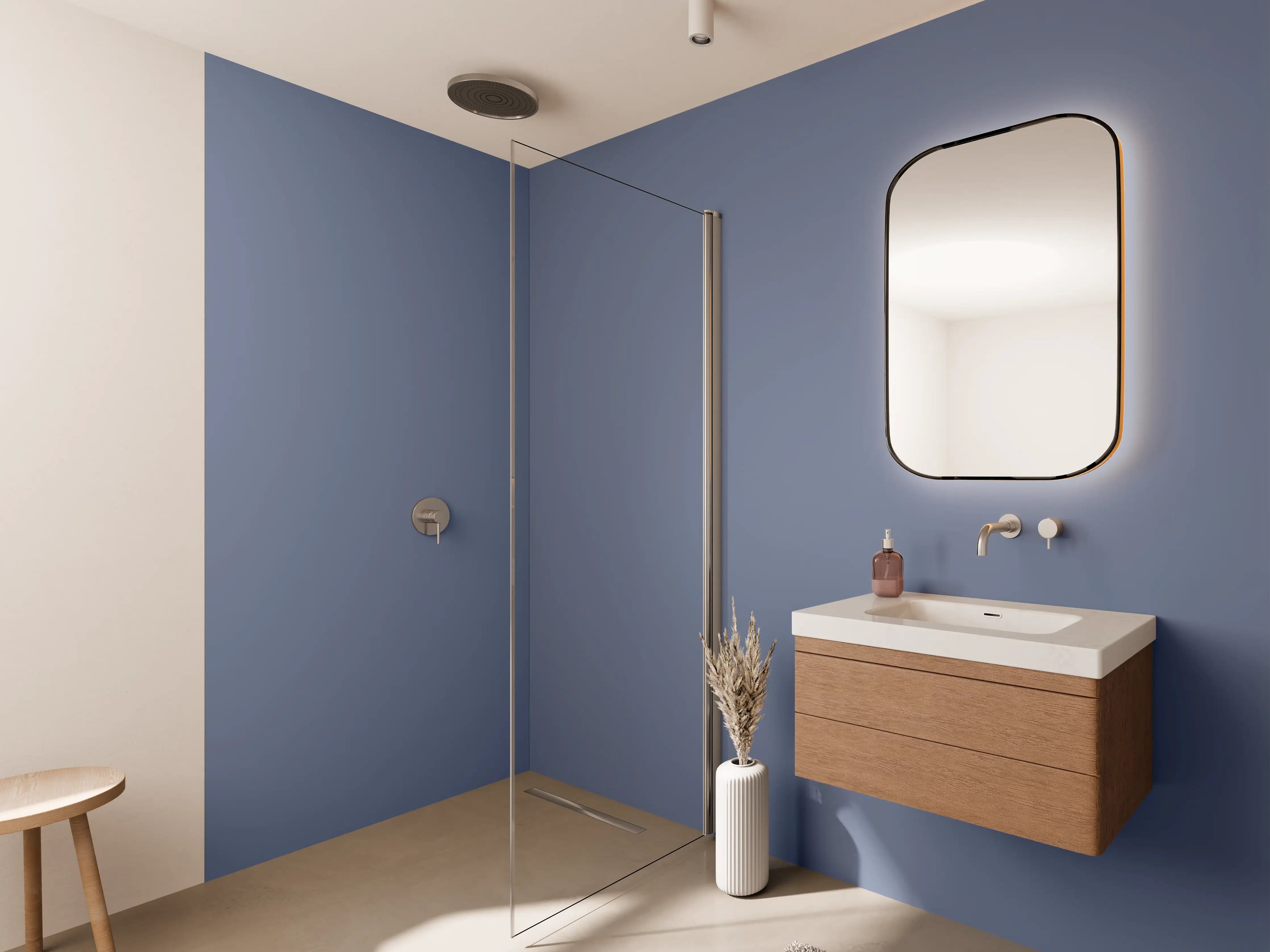 Wandverkleidung Bad - RAL 5014 (Taubenblau)