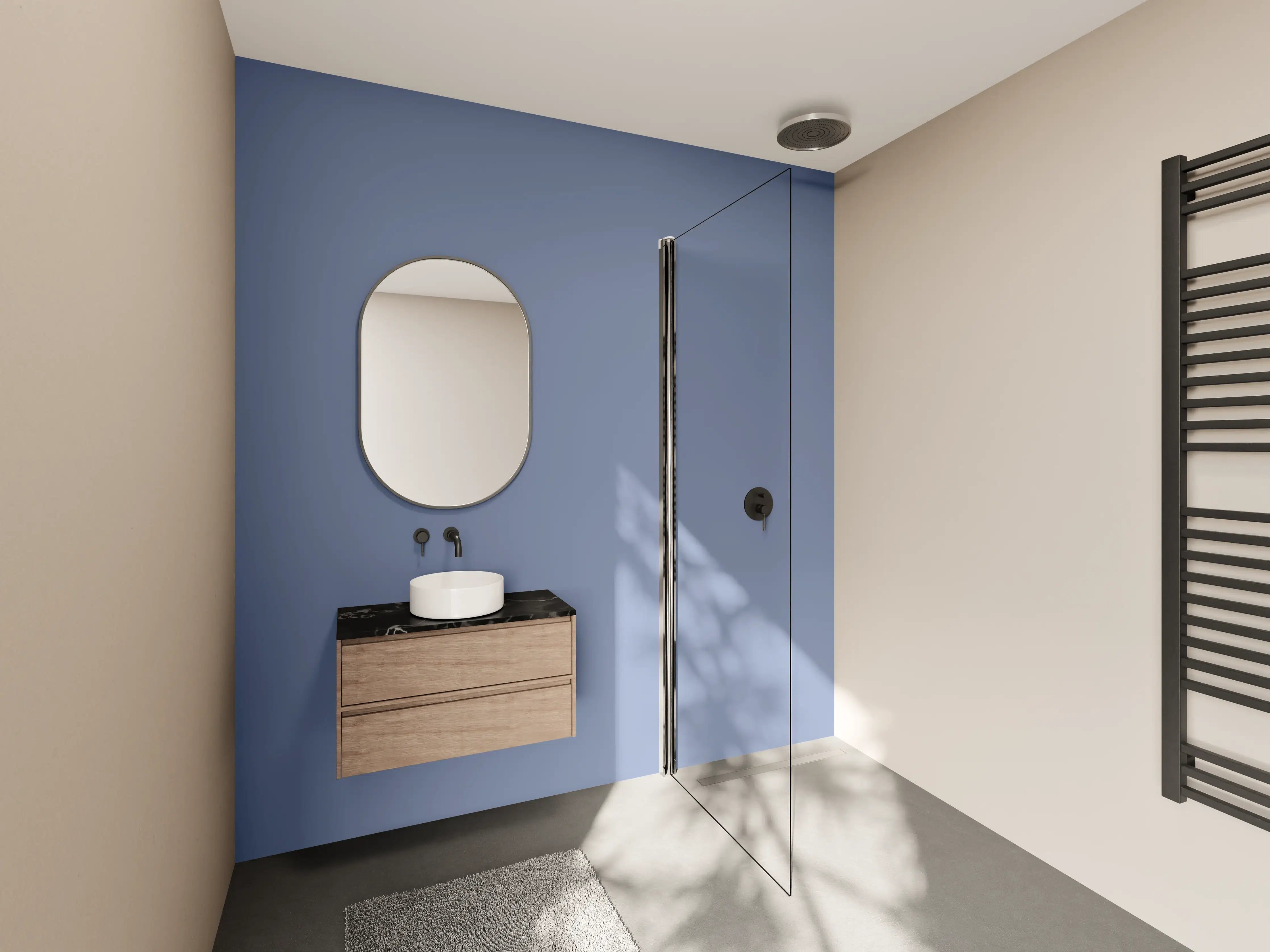 Wandverkleidung Bad - RAL 5014 (Taubenblau)