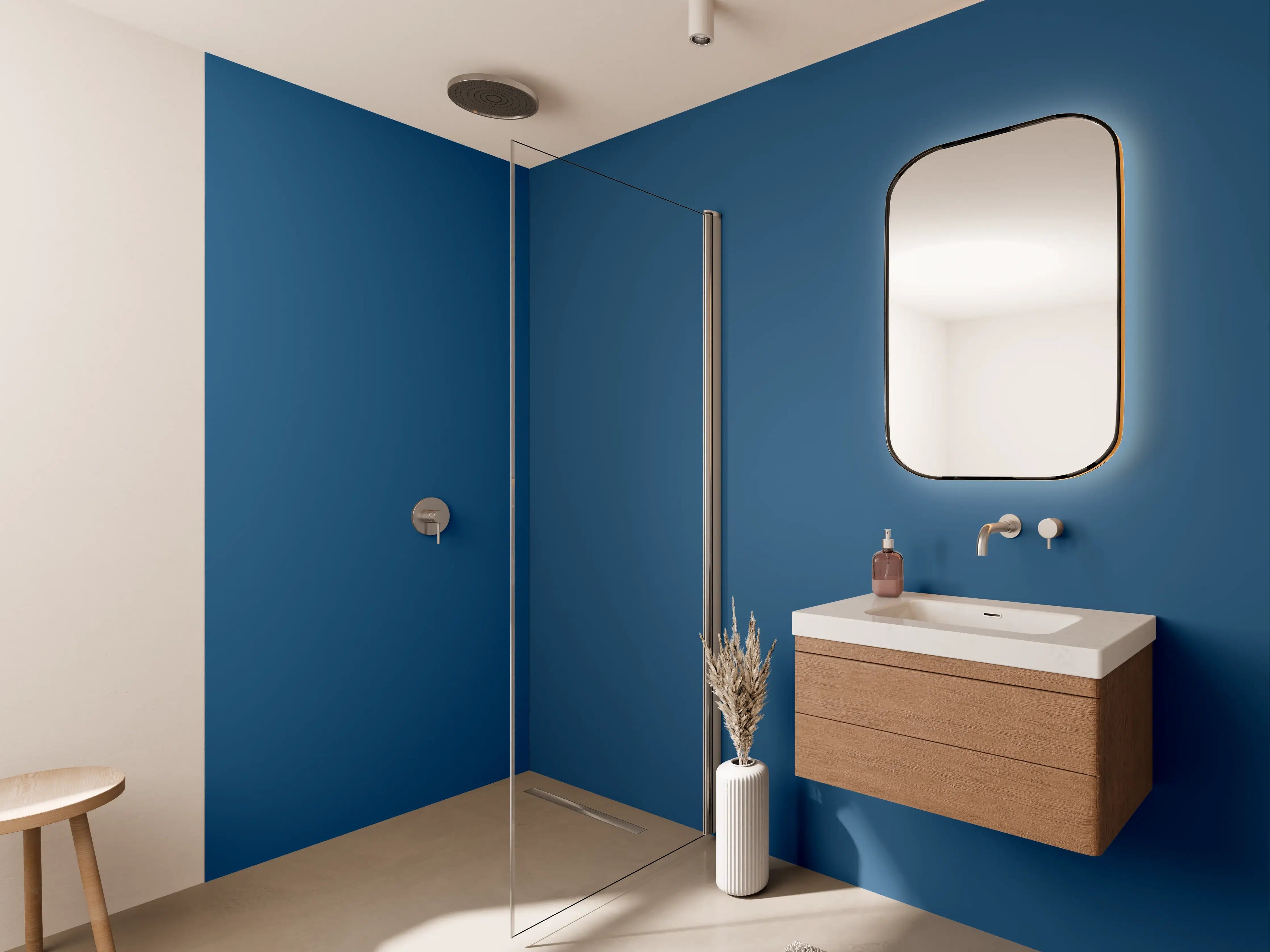 Wandverkleidung Bad - RAL 5019 (Capri-Blau)