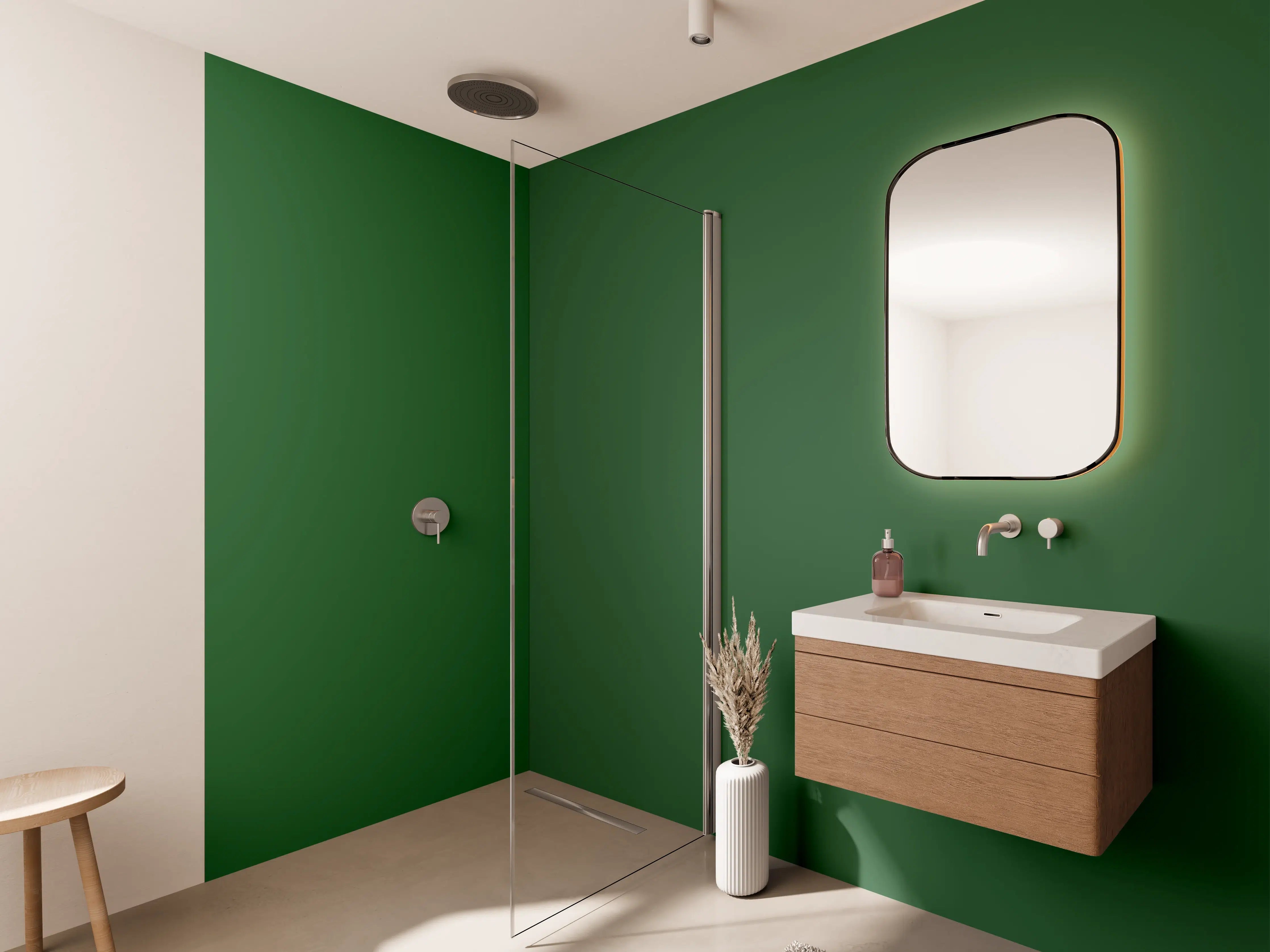 Wandverkleidung Bad - RAL 6002 (Laubgrün)