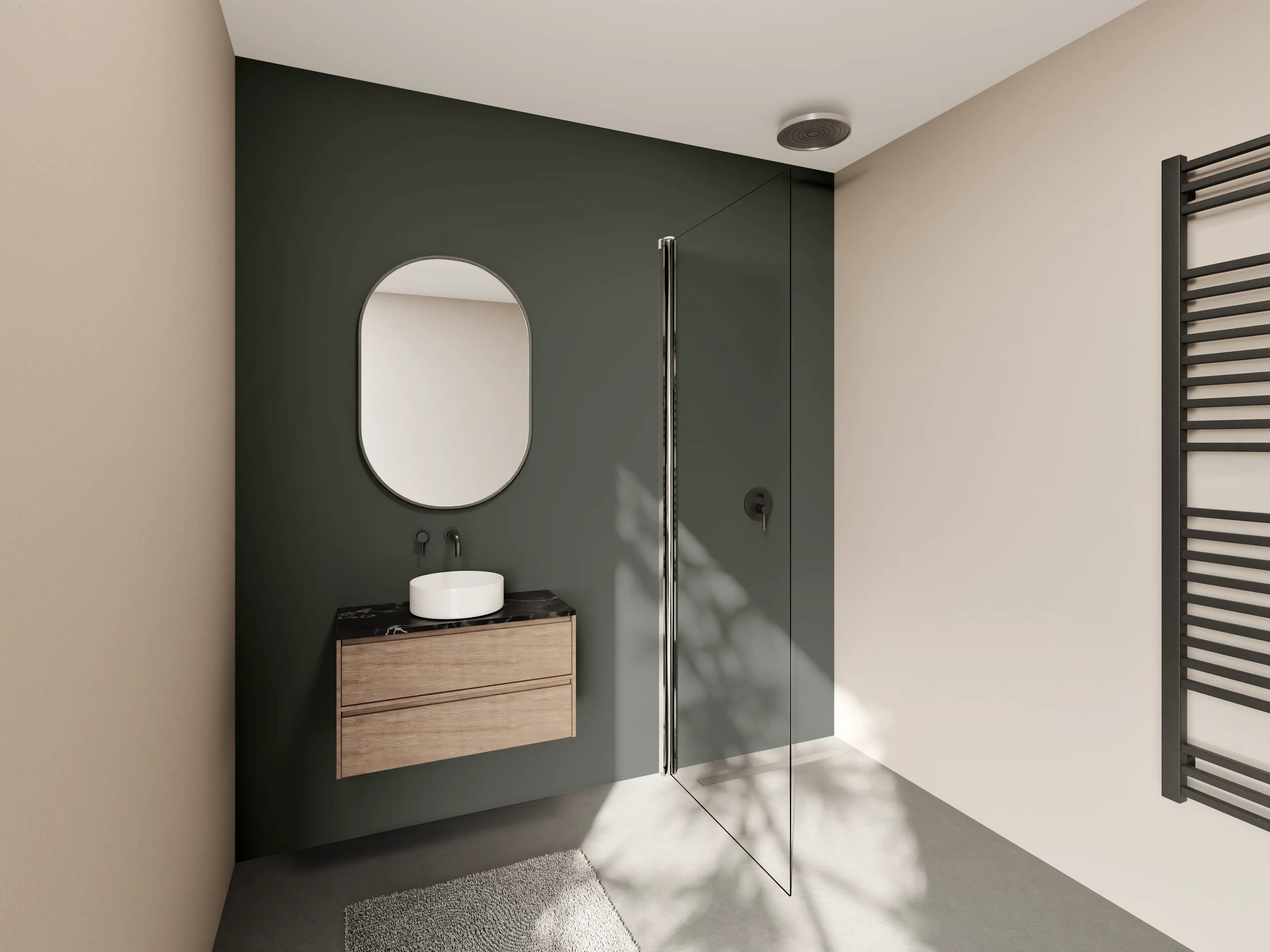 Wandverkleidung Bad - RAL 6006 (Olivgrau)