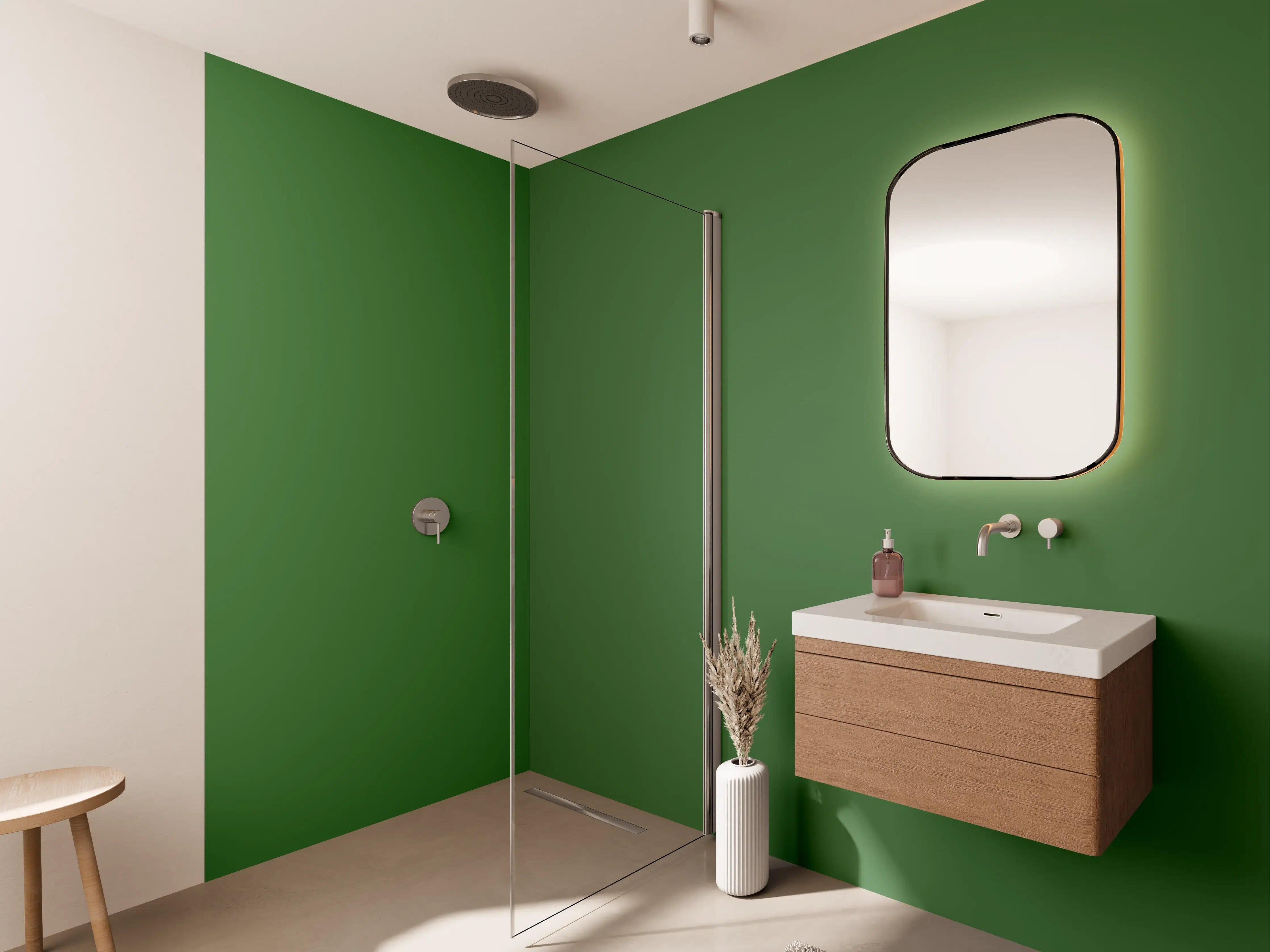 Wandverkleidung Bad - RAL 6010 (Grasgrün)