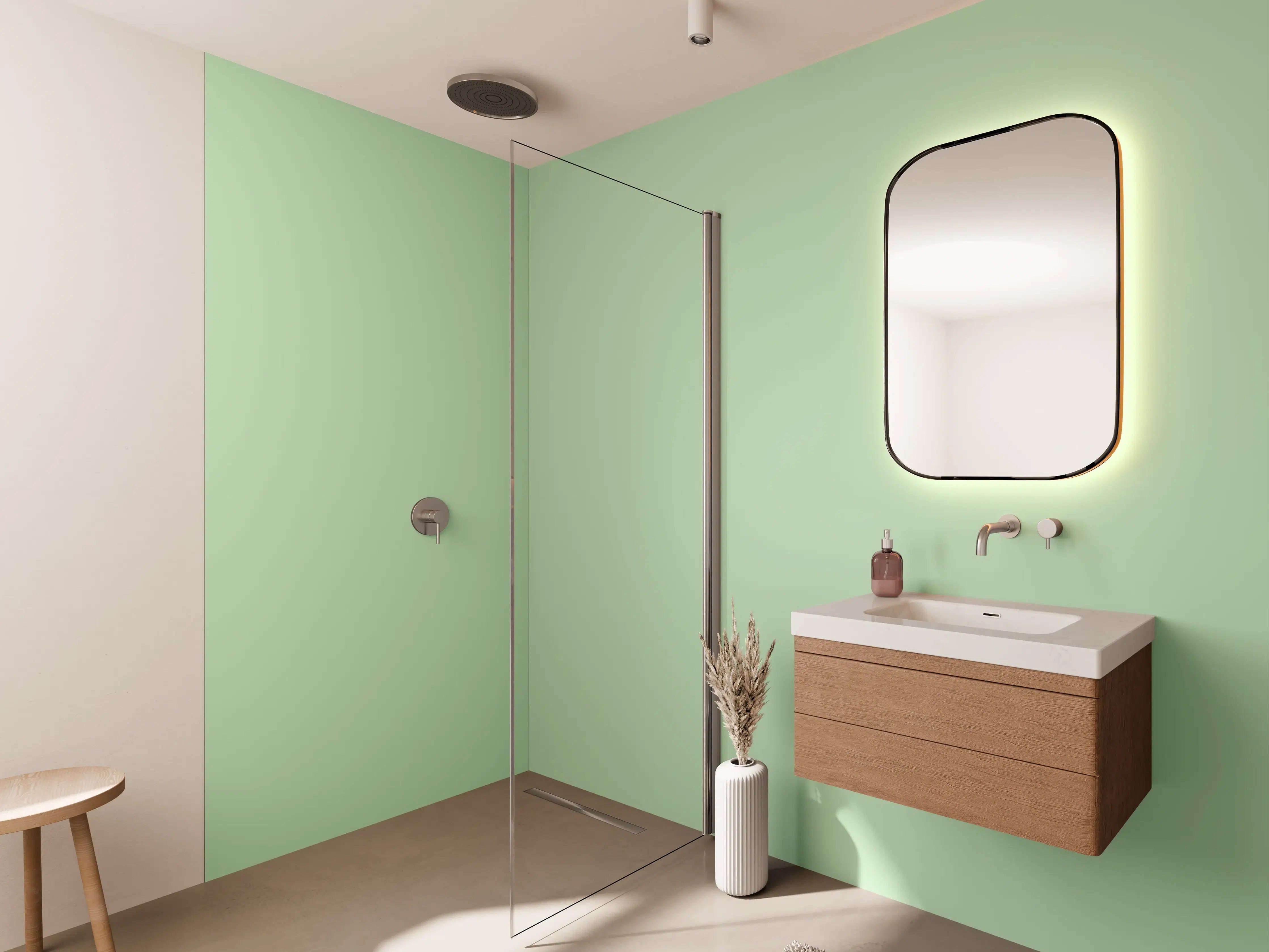 Wandverkleidung Bad - RAL 6019 (pastellgrün)