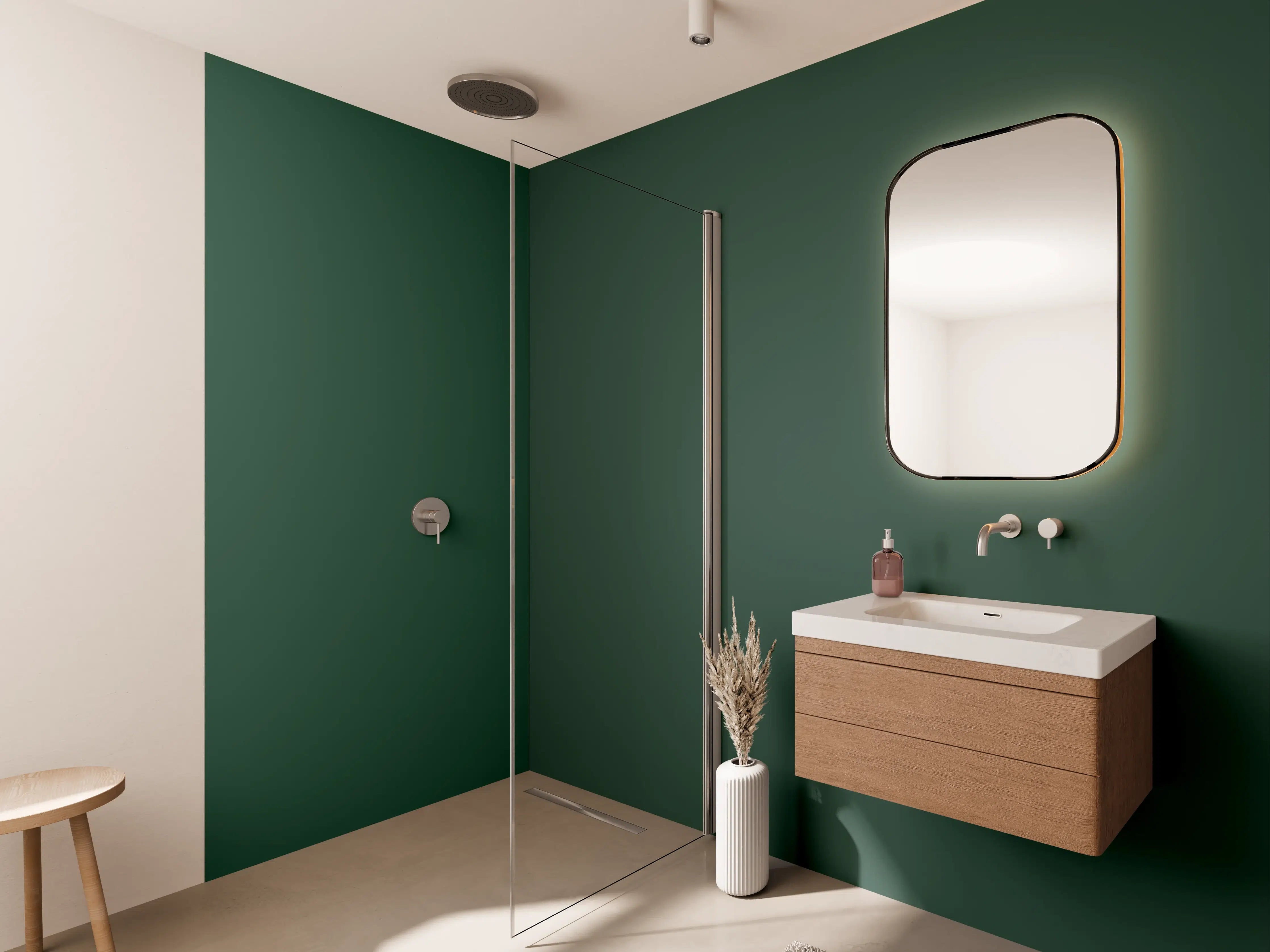 Wandverkleidung Bad - RAL 6028 (Kieferngrün)